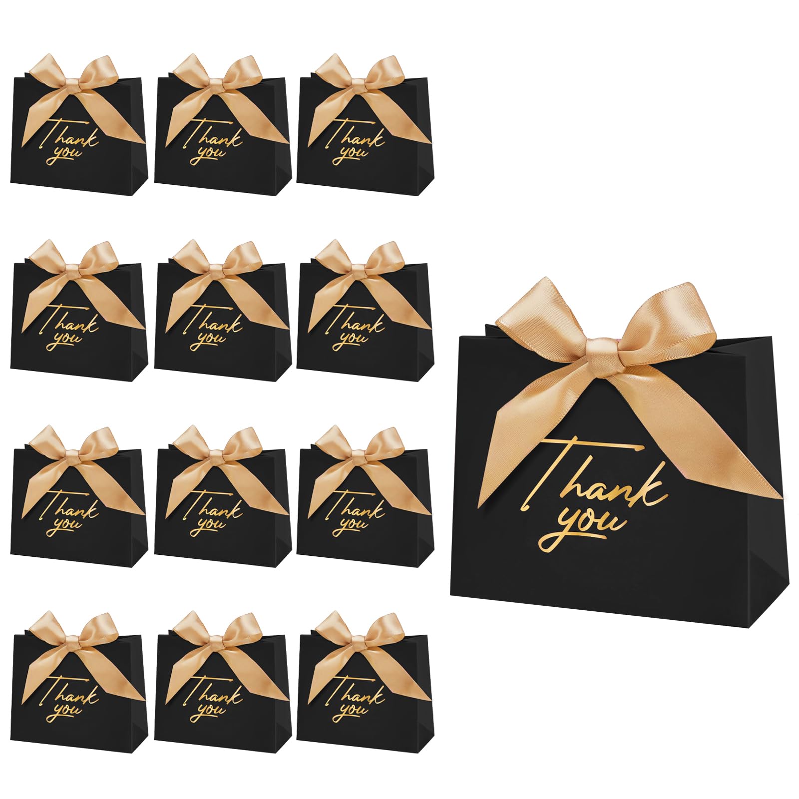 30 Pack Small Red Thank You Gift Bags with Pink Bow Ribbon - 4.6x1.8x3.9 Inch Mini Favor Bags for Candy, Christmas, Baby Shower, Birthday, Wedding, Bridesmaid Gifts & Party Favors - Perfect for Holiday Celebrations, Corporate Events and Classroom Rewards