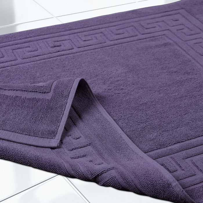 Premium Cotton 2-Piece Greek Key Border Bath Mat Set - Ultra Absorbent, Non-Slip Bathroom Rug - Perfect for Modern Bathrooms, Master Suites & Spa-Like Retreats