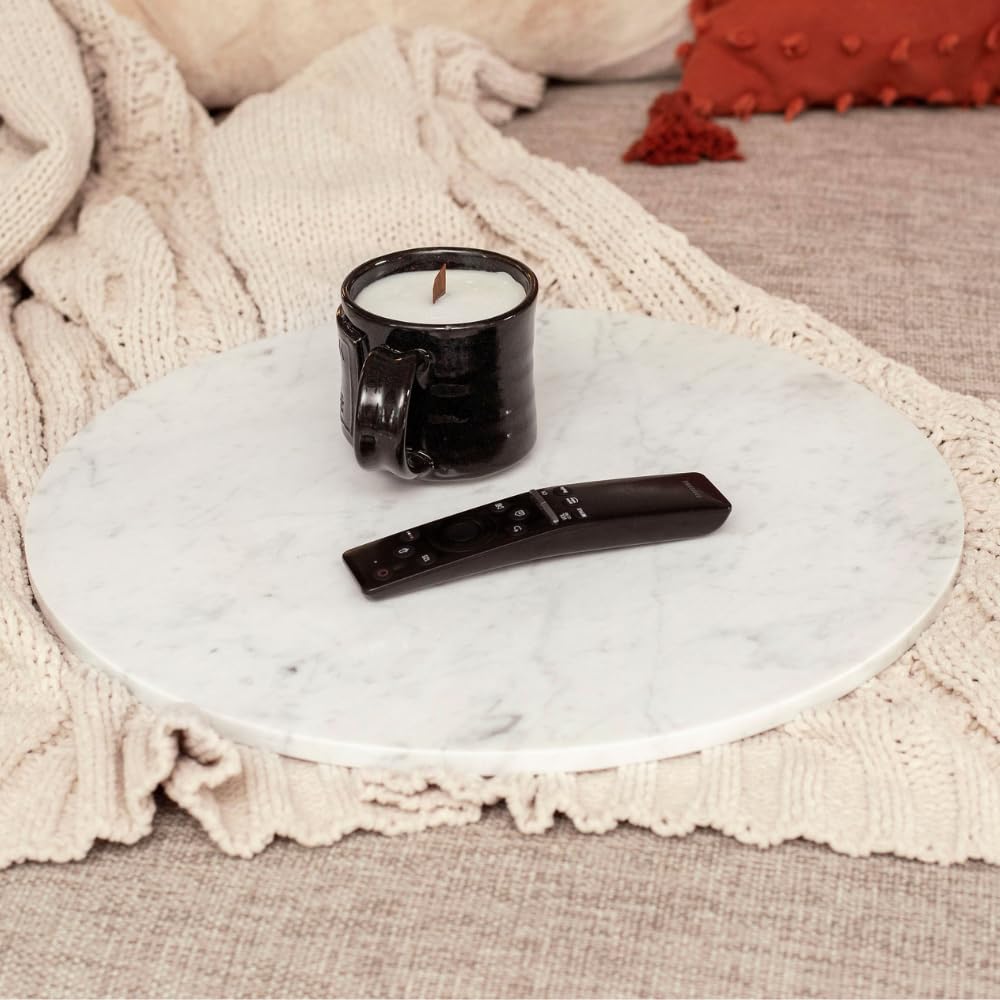 Elegant White Marble Cake Stand - 20 Inch Round Wedding & Birthday Party Centerpiece for Desserts, Cupcakes, and Table Decor | Perfect for Bridal Showers, Anniversary Celebrations, and Special Occasions