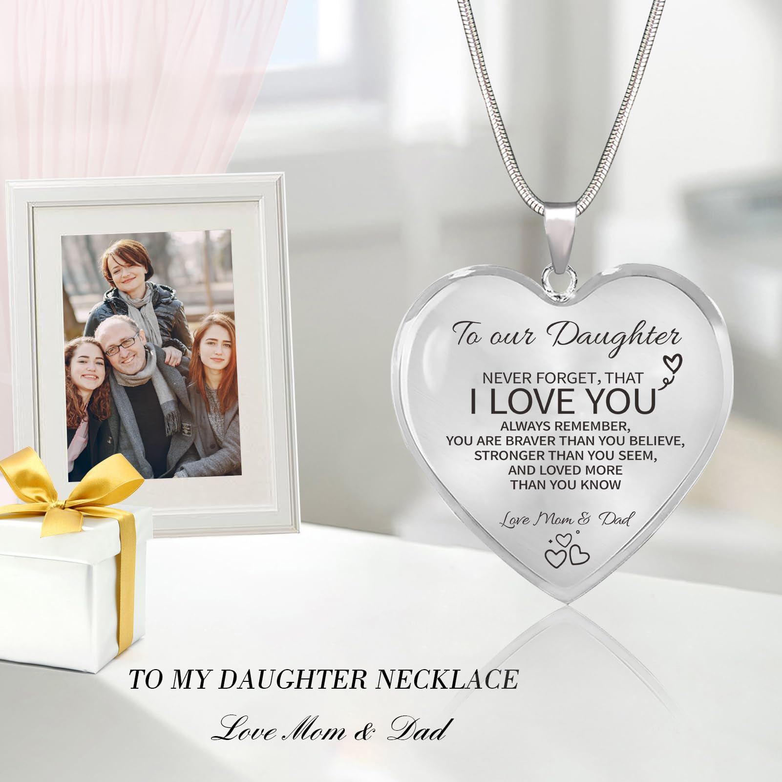 TAGOMEI Heart Necklace for Women - Inspirational Daughter Gift from Mom & Dad, Valentine's Day, Christmas & Birthday Present - Perfect for Graduation, Mother's Day & Special Occasions