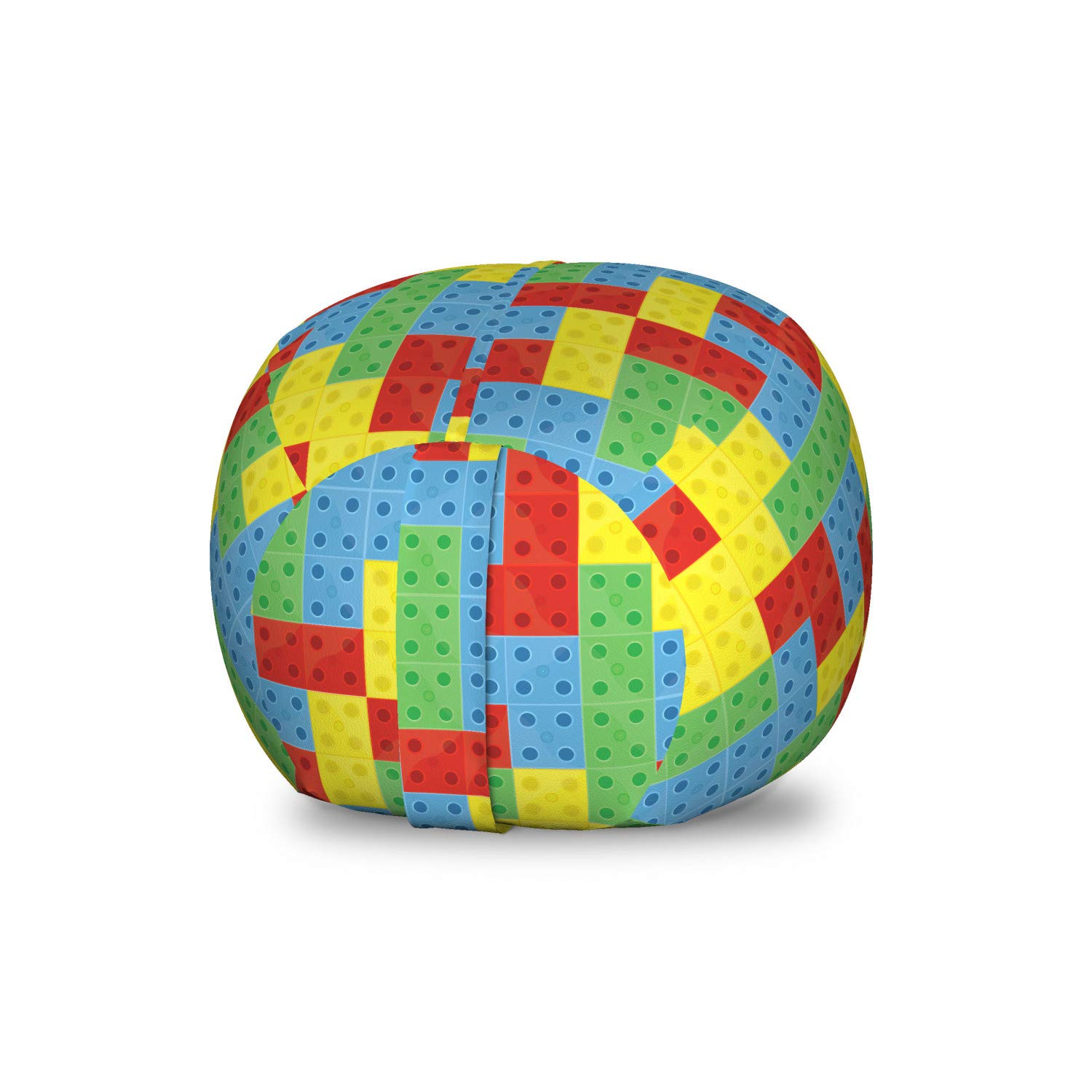 Ambesonne Kids Building Blocks Storage Bag Chair - Colorful Dotted Cubes Pattern Toy Organizer, Washable Stuffed Animal & Playroom Storage, Small Size Multicolor - Perfect for Playrooms, Daycares & Kids' Bedrooms