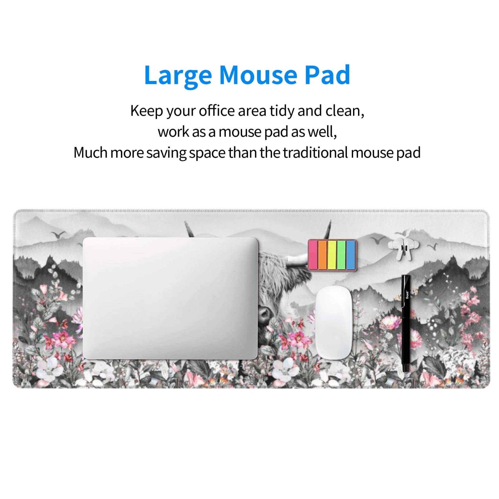 Premium Highland Cow Design Extended Gaming Mouse Pad - Extra Large (31.5