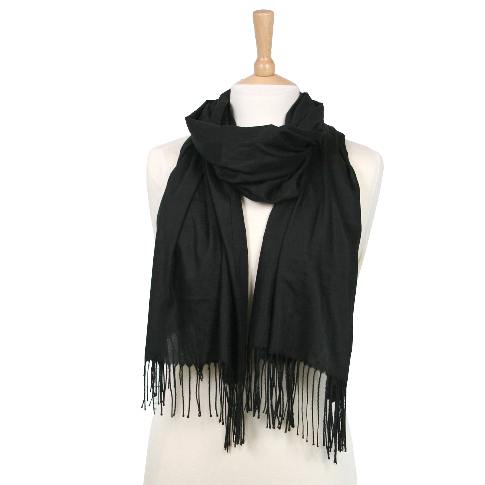 Elegant Black Pashmina Scarf - Soft Cashmere-Like Wrap for Women - Perfect for Winter, Office, and Evening Outfits