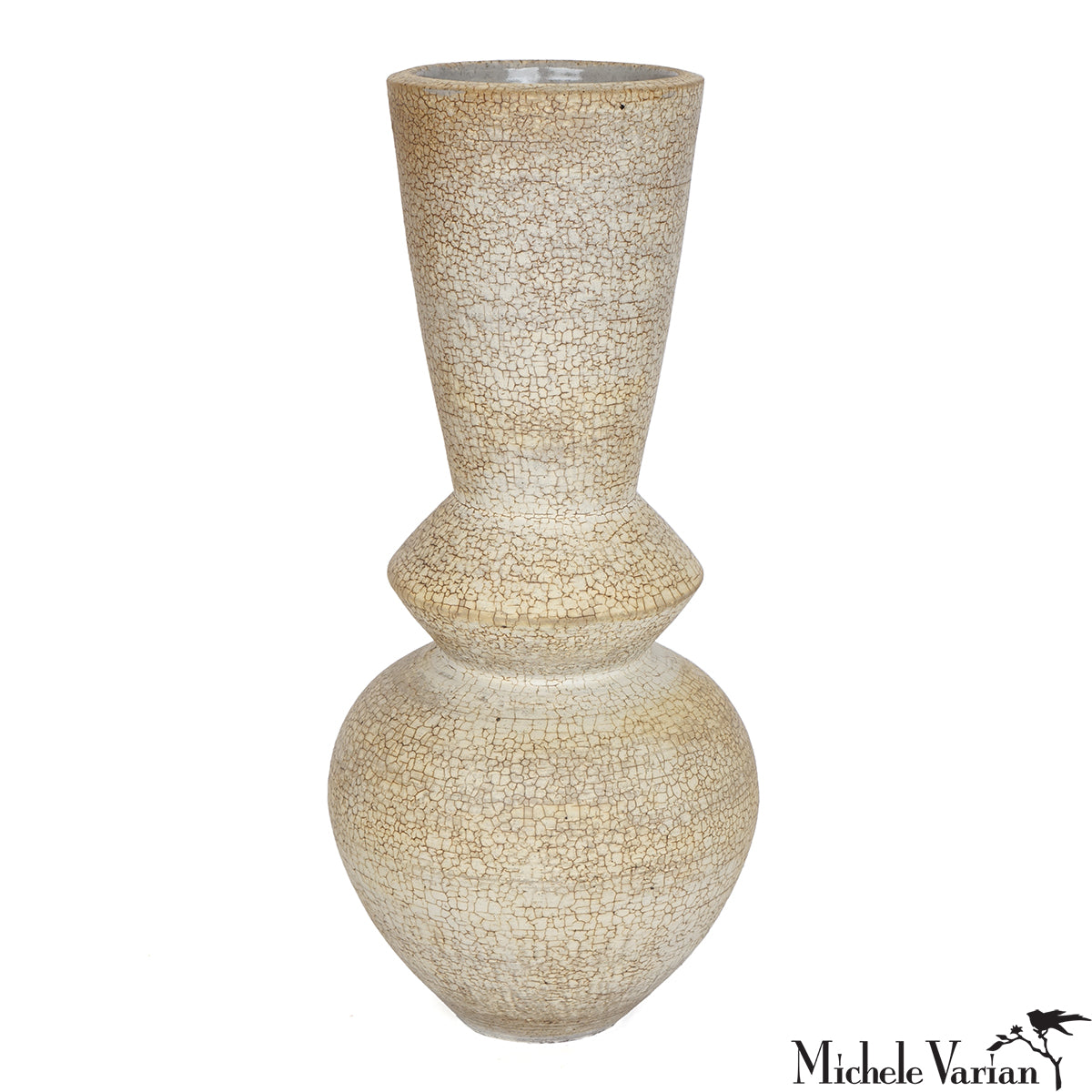 13 Inch Crackled Ceramic Vase - Handmade Distressed Finish Home Decor for Living Room, Bedroom & Wedding Centerpieces