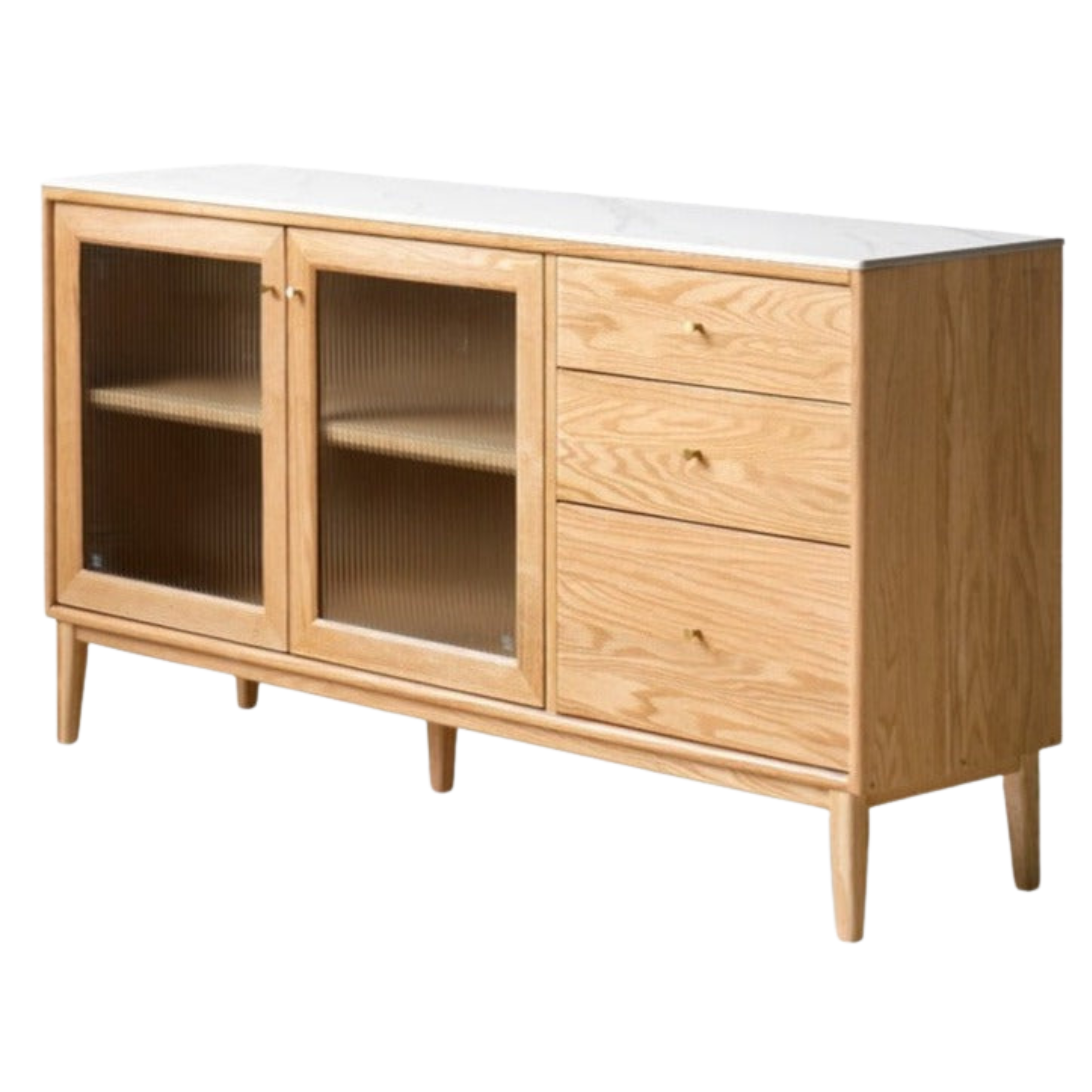 Solid Oak Wood Sideboard Buffet Cabinet - Rustic Dining Room Storage for Dishes, Linens & Entertaining Essentials
