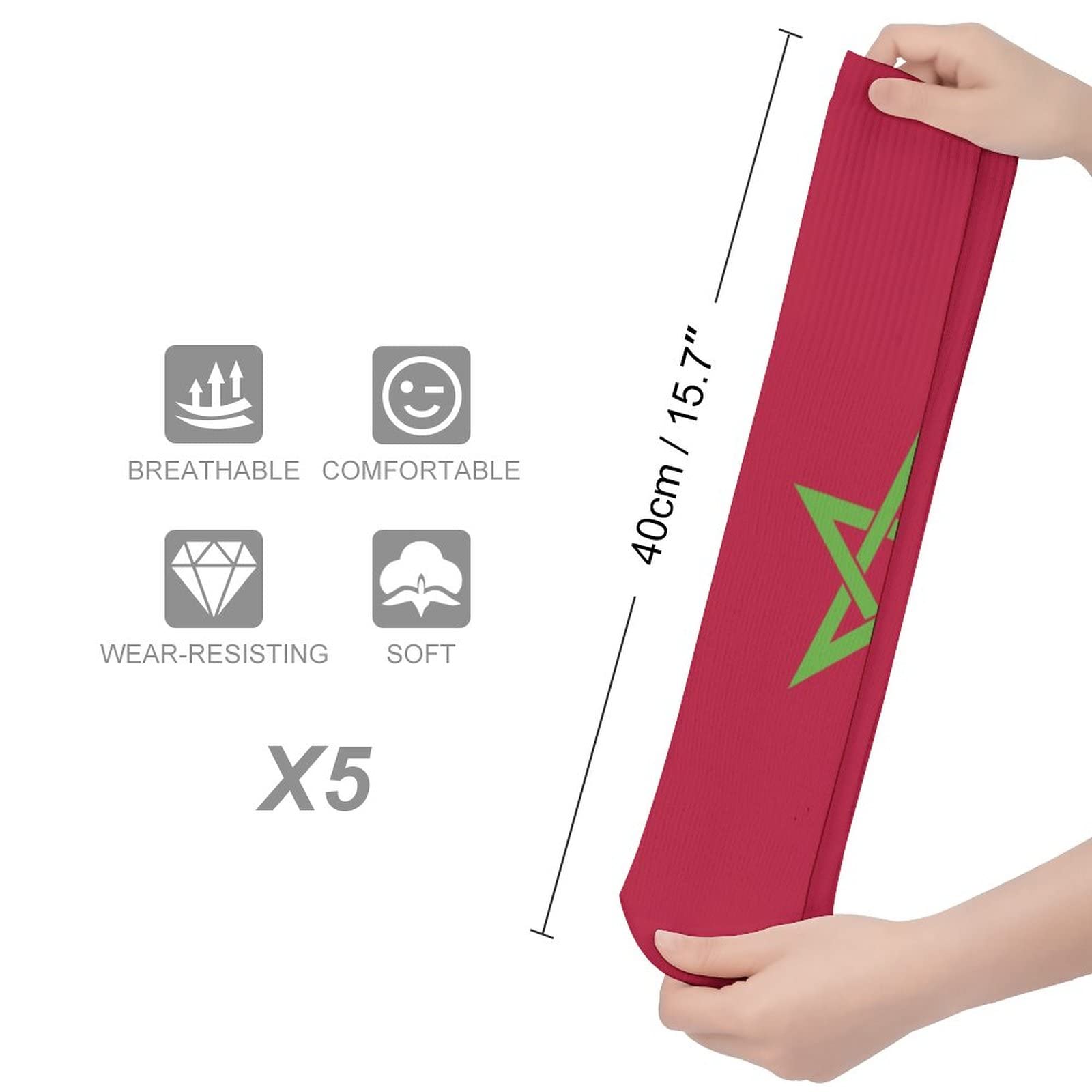 Morocco Flag Casual Socks - Moisture Wicking & Breathable Athletic Socks for Men & Women (5 Pairs) - Perfect for Sports, Travel & Everyday Wear
