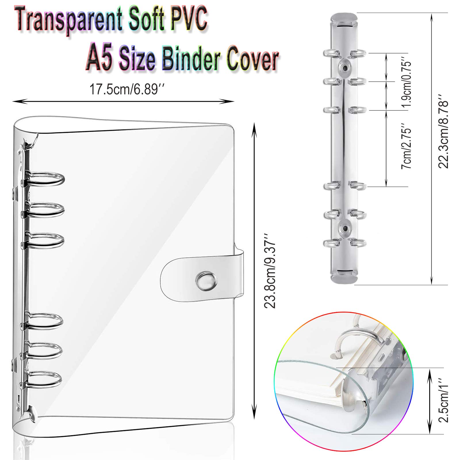 2 Pack A5 Clear Soft PVC Notebook Covers - Refillable Loose Leaf Binder for Personal Planner, Journal, School & Office Organization (Transparent, Durable) - Perfect for Students, Professionals & Home Use