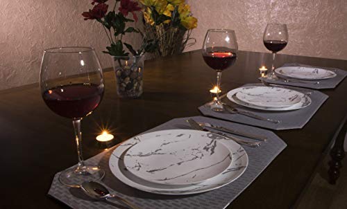 Trendables 60-Pack Disposable Dinnerware Set - Elegant Marble Design Plastic Plates (30 Large 10.25