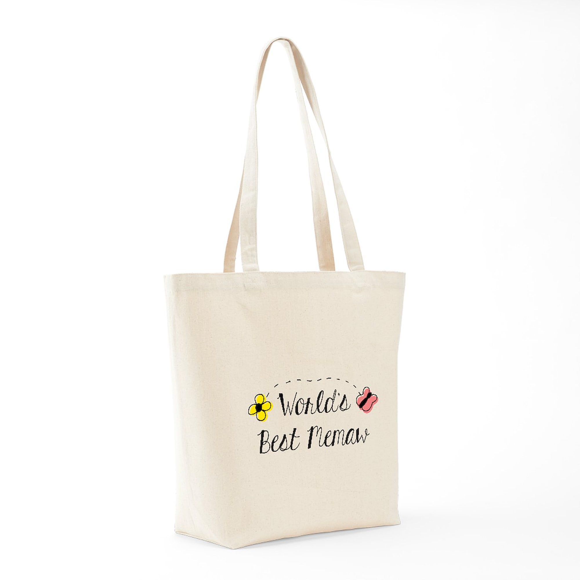 World's Best Memaw Tote Bag - Natural Canvas Reusable Grocery Shopping Bag for Grandma - Perfect for Groceries, Beach Trips & Farmers Market
