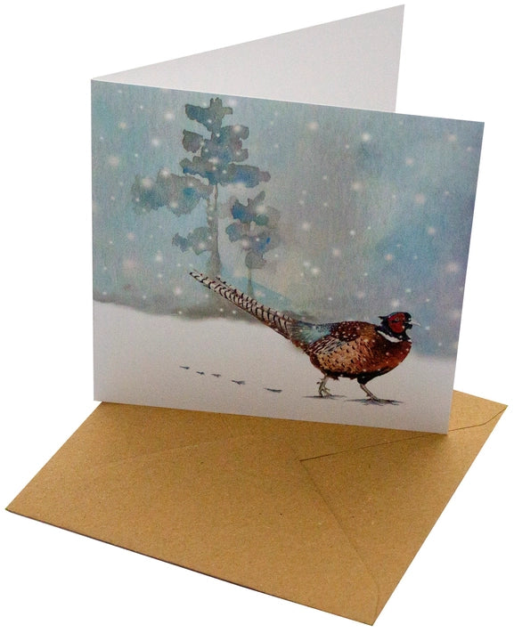 Festive Christmas Pheasant Greeting Card - Elegant Holiday Wishes for Family & Friends - Perfect for Seasonal Celebrations, Office Parties & Festive Mailings