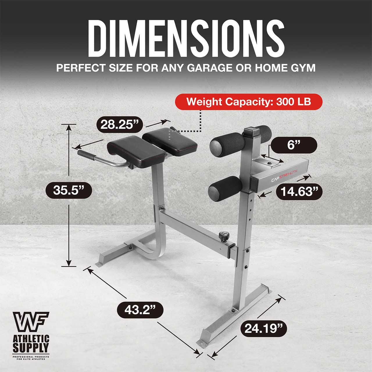 WF Athletic Supply 45/90 Degree Adjustable Roman Chair with Handle - Hyperextension Ab Bench for Core & Back Strength Training - Multi-Functional Fitness Equipment for Home Gym & Full Body Workout - Perfect for Weight Training, Ab Exercises & Strength Building