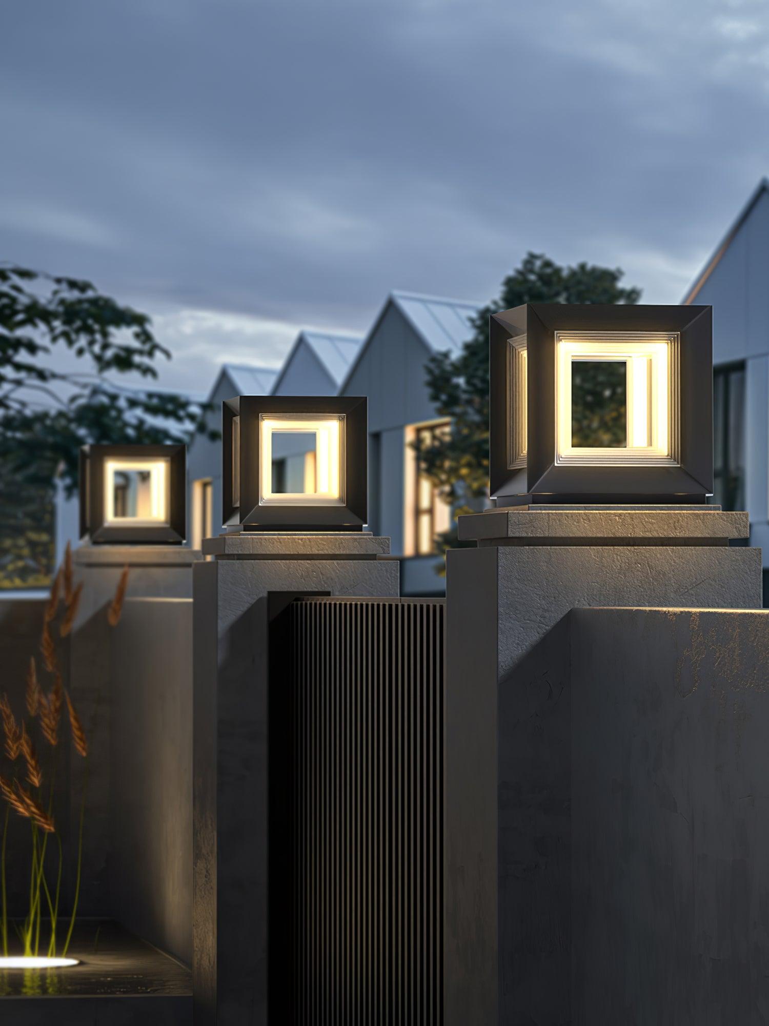 Solar Powered LED Light Cube Outdoor Post Light - Waterproof & Durable for Garden, Pathway, and Patio Lighting