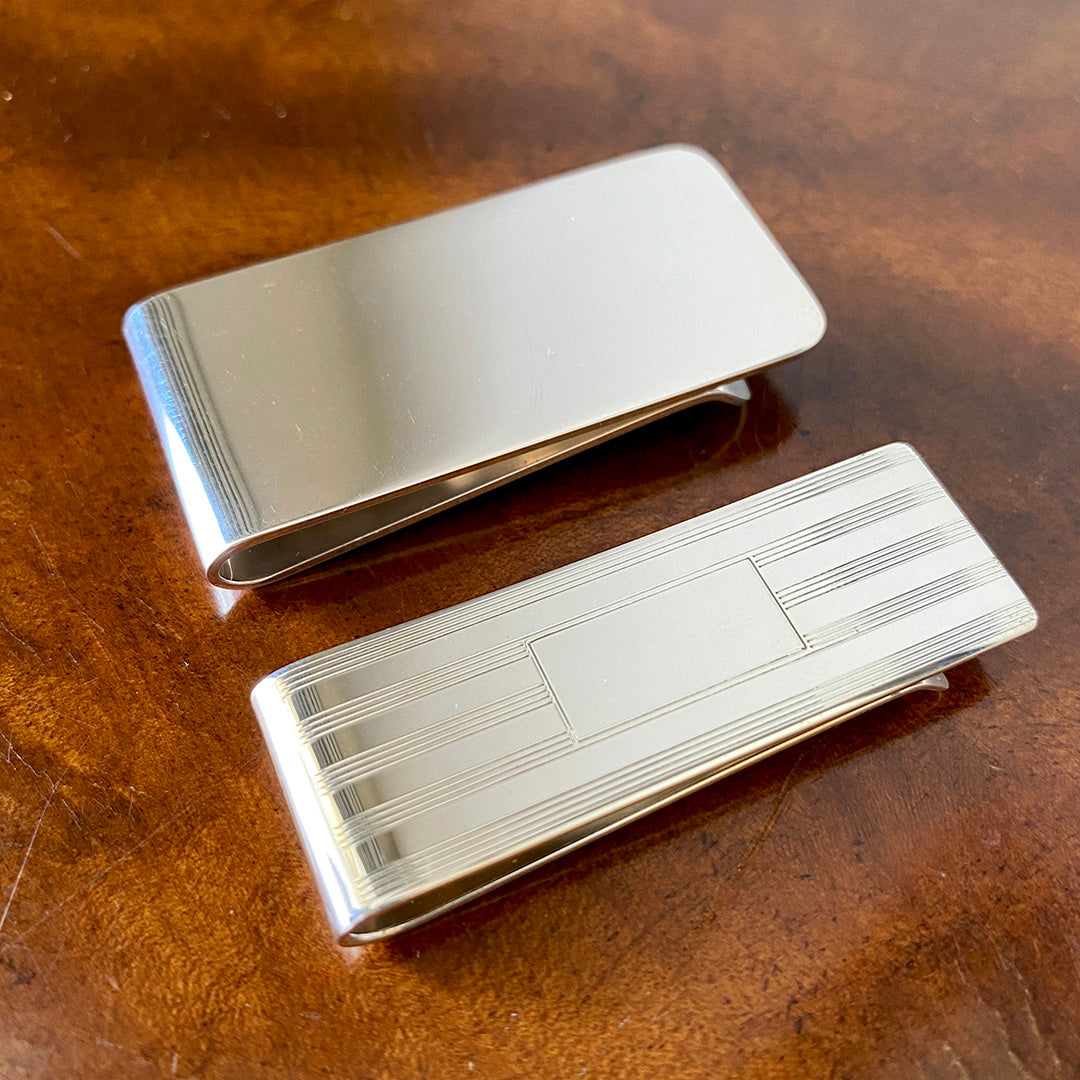 Premium Sterling Silver Engine Turned Money Clip - Elegant Bill Holder for Men's Wallet, Cash & Credit Cards - Perfect Gift for Graduation, Wedding & Business Professionals
