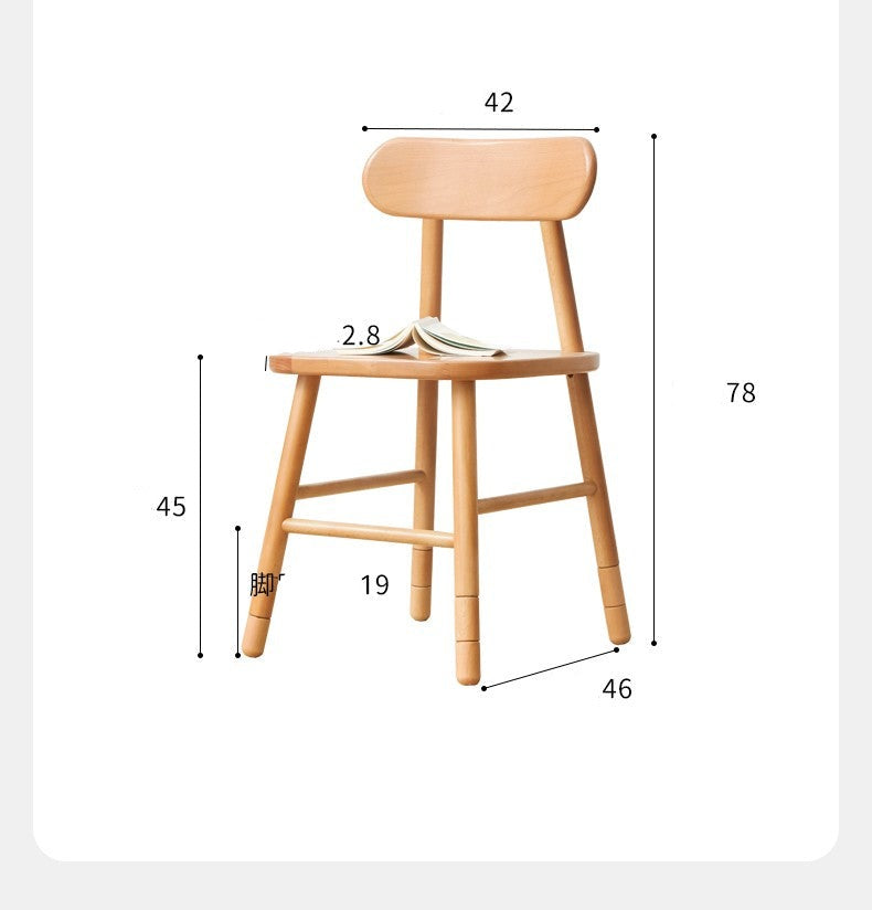 Adjustable Solid Wood Children's Chair - Oak, Beech, Birch - 3 Height Settings for Kids' Study, Dining & Playroom
