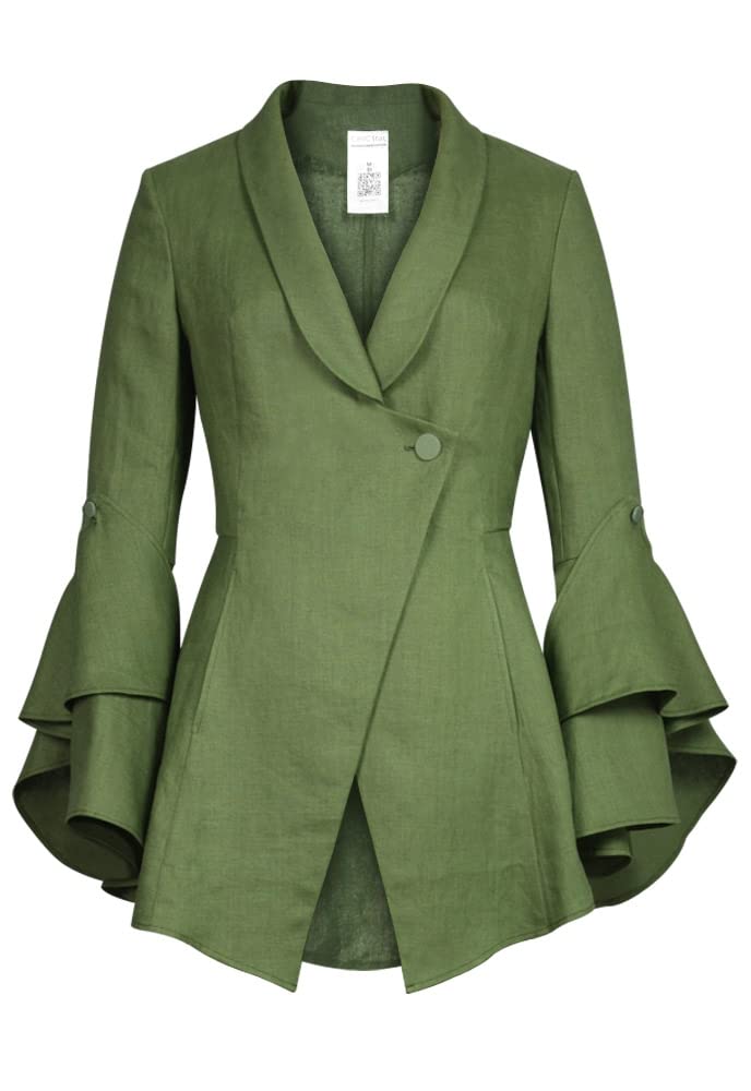 CHIC STAR Women's Linen Blazer Jacket - Lightweight Summer Office Wear & Casual Outfit Essential