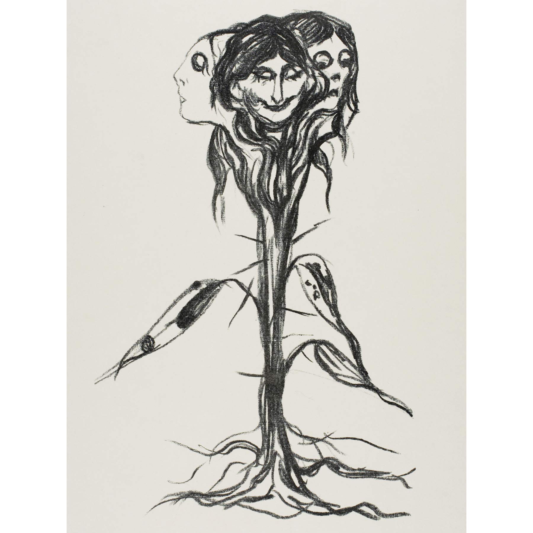 Premium Mural Canvas Wall Art - Large Amaryllis Plant Lithograph Painting by Munch Vignette | Elegant Home Decor for Living Room, Bedroom & Office