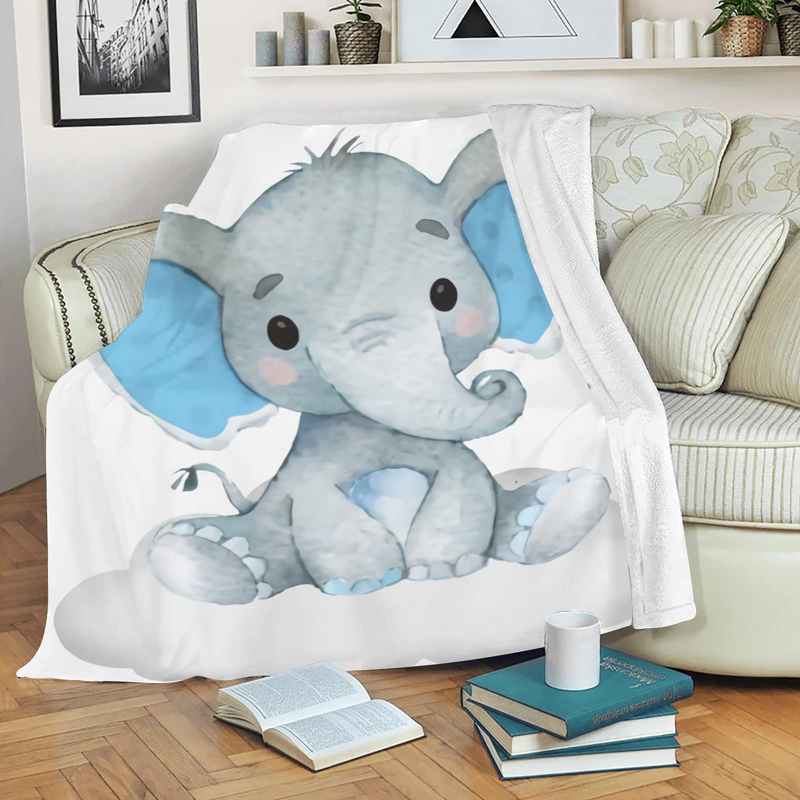 Custom Personalized Baby Blanket with Name - Super Soft Elephant Design for Newborns | Perfect Baby Shower Gift for Boys & Girls | Nursery Decor Essentials | Ideal for Cuddling, Swaddling & Photo Props