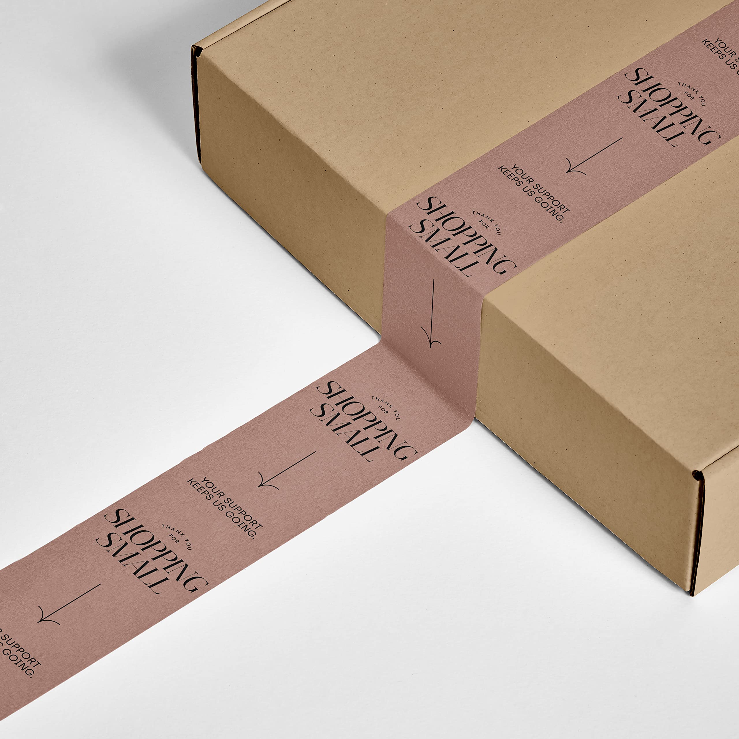 Thank You Packing Tape - Blush, Brown & Black Decorative Shipping Tape for Small Businesses | 1.88