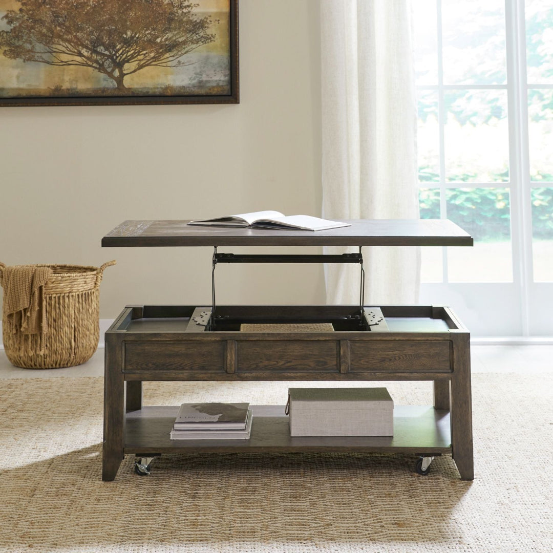 Paradise Valley Lift Top Coffee Table with Storage - Modern Convertible Cocktail Table for Living Room, Office & Small Spaces - Perfect for Entertaining, Working & Relaxing