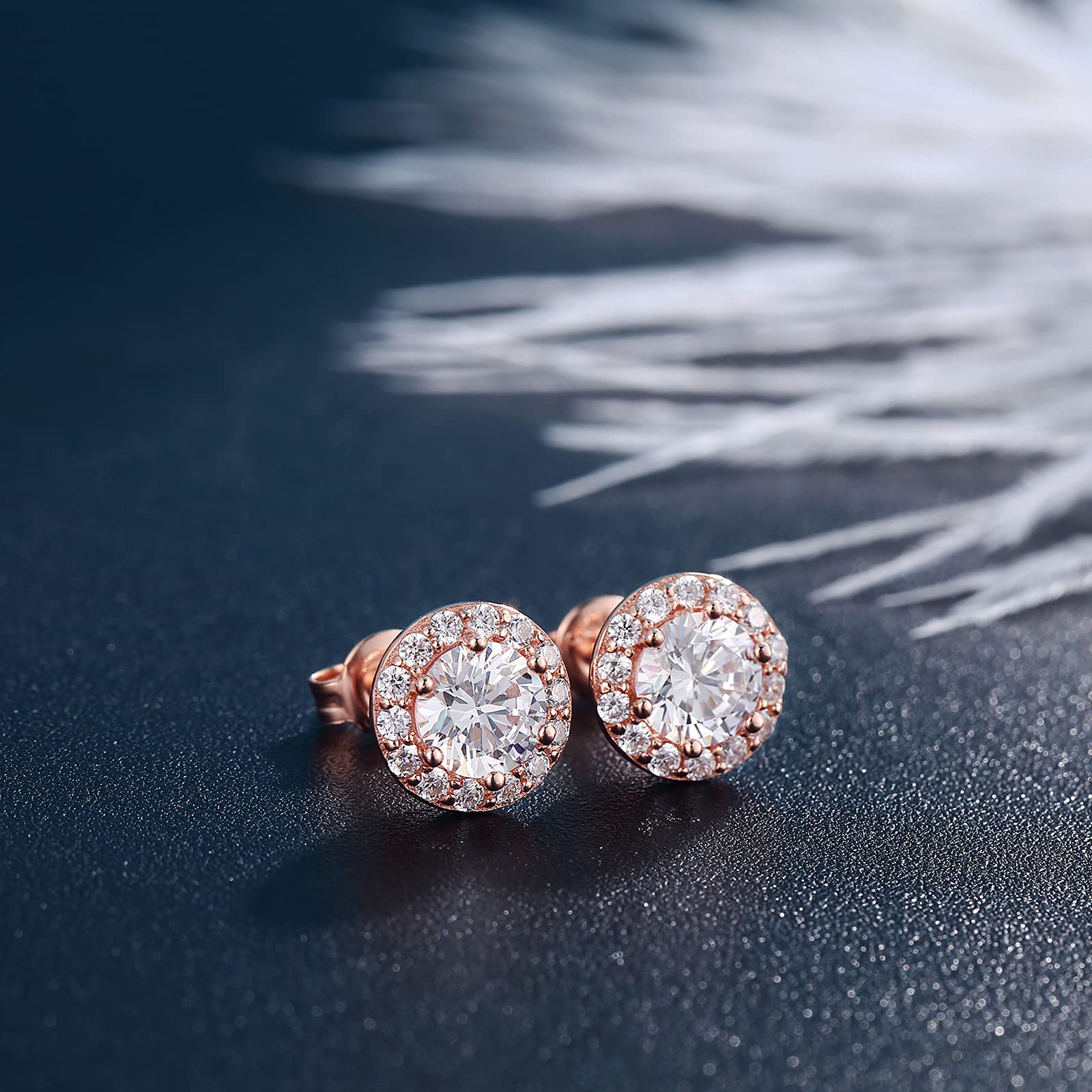 925 Sterling Silver Halo Stud Earrings for Women - Cubic Zirconia Diamond Earrings | Hypoallergenic Unisex Jewelry Gift for Anniversary, Wedding & Everyday Wear