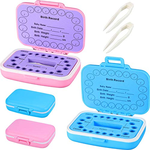 2 Pack Baby Tooth Keepsake Box - Safe PP Material First Tooth Storage Container for Boys & Girls - Pink, Purple, Blue - Perfect for Tooth Fairy Gifts & Childhood Memory Preservation