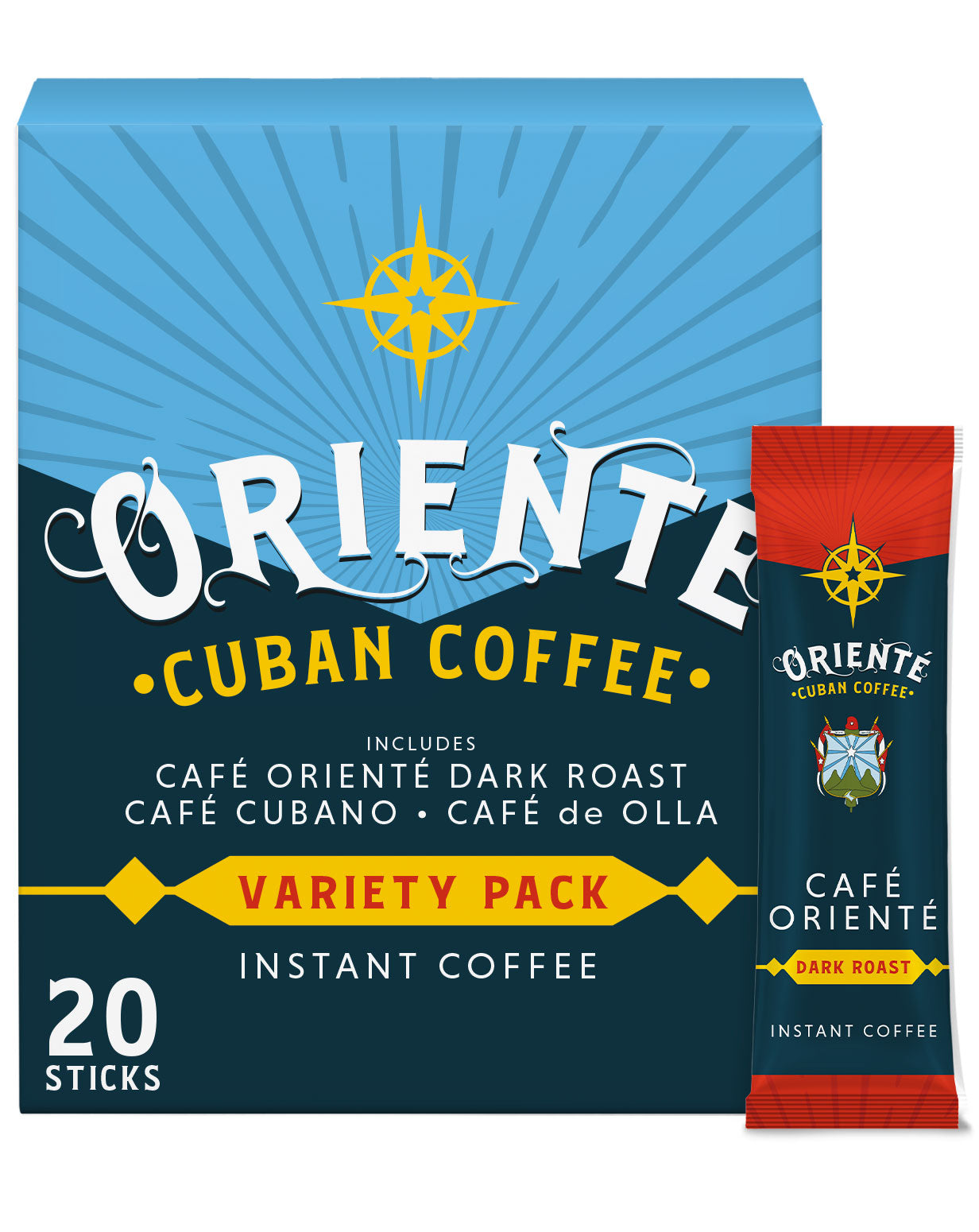 Oriente Dark Roast Variety Pack Instant Coffee Sticks - Premium Arabica Blend for Home, Office & Travel | Quick Brewing & Rich Flavor