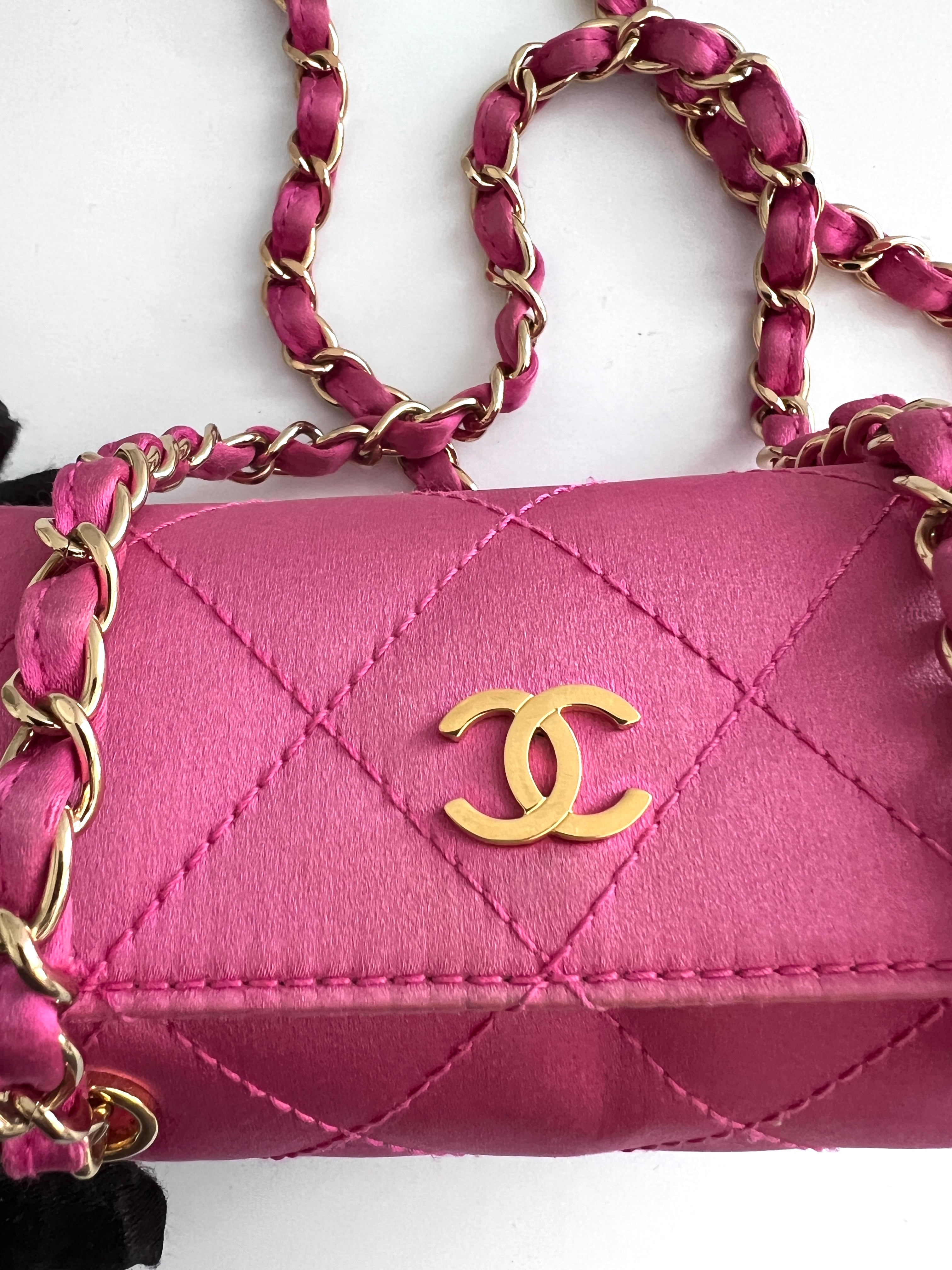 Vintage Chanel Pink Satin Mini Bag - Luxury Crossbody Purse for Women, Elegant Evening Clutch, Perfect for Parties, Weddings & Special Occasions