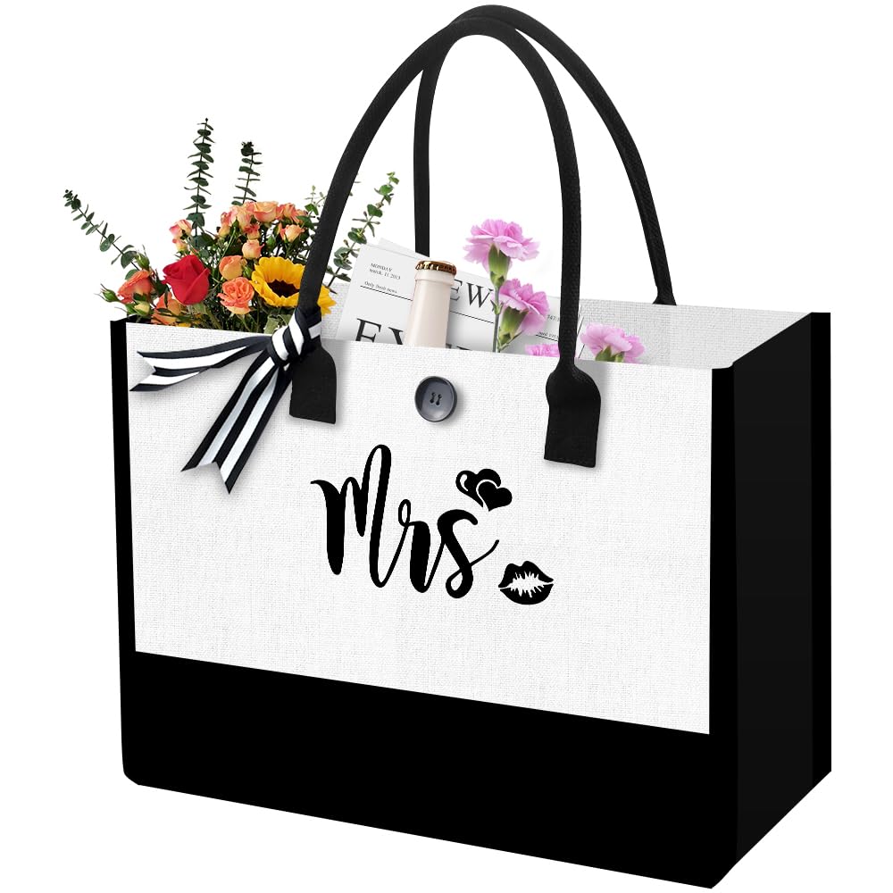 Personalized Initial Canvas Tote Bag for Women - Beach, Bride & Bachelorette Gifts