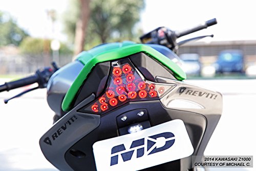 Smoke Lens Sequential LED Tail Lights for 2014-2016 Kawasaki Z1000 & 2016-2020 Ninja ZX-10R/ZX-10RR - High-Visibility Motorcycle Safety Upgrade for Night Riding & Custom Styling