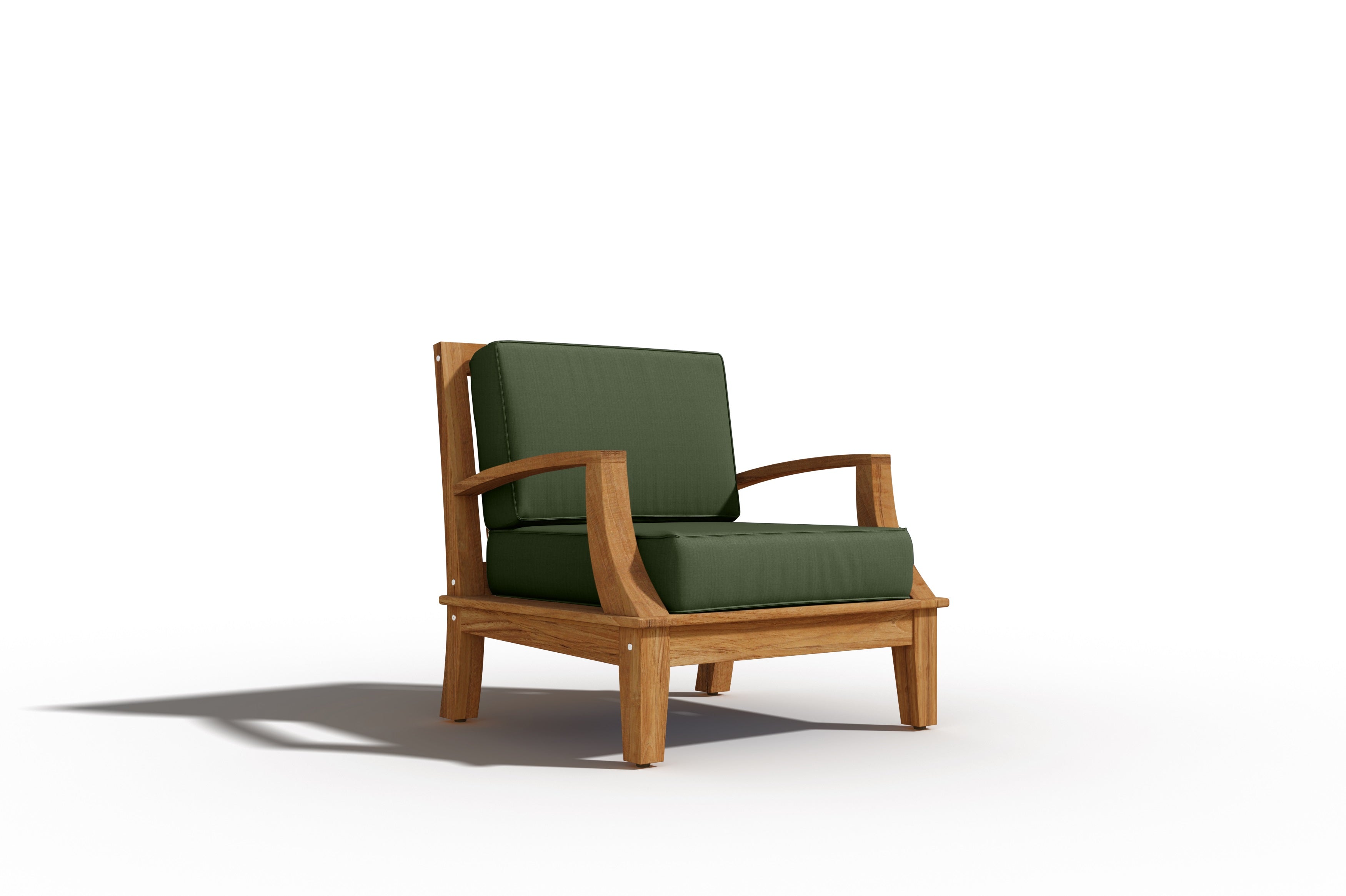 Premium Eliane Teak Outdoor Club Chair with Sunbrella Fern Green Cushion - Weather-Resistant Patio Furniture for Poolside, Garden & Backyard Relaxation