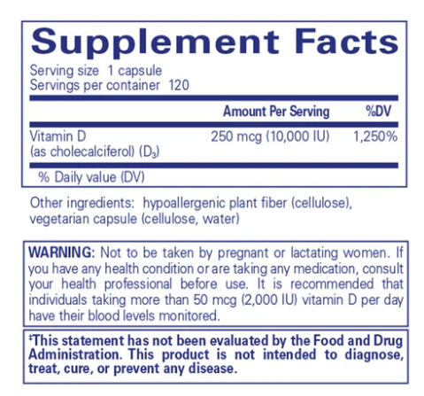 Vitamin D3 250 mcg (10,000 IU) Supplement - High Potency Immune & Bone Support - for Adults & Kids - Supports Healthy Mood & Energy - Ideal for Winter Months & Indoor Lifestyles