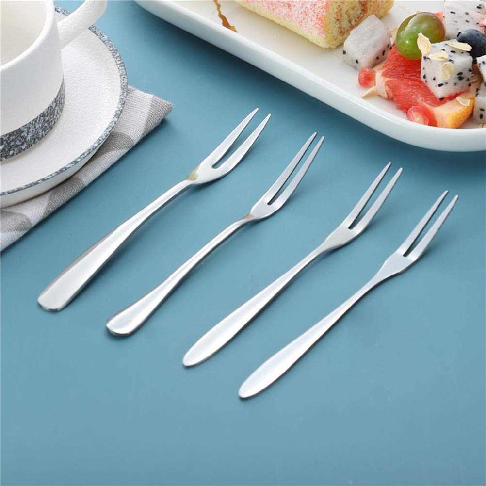 5-Pack Stainless Steel Cake Forks - Reusable Fruit Forks & Party Picks for Desserts, Lunchboxes, Picnics & Tea Parties (Durable & Elegant)
