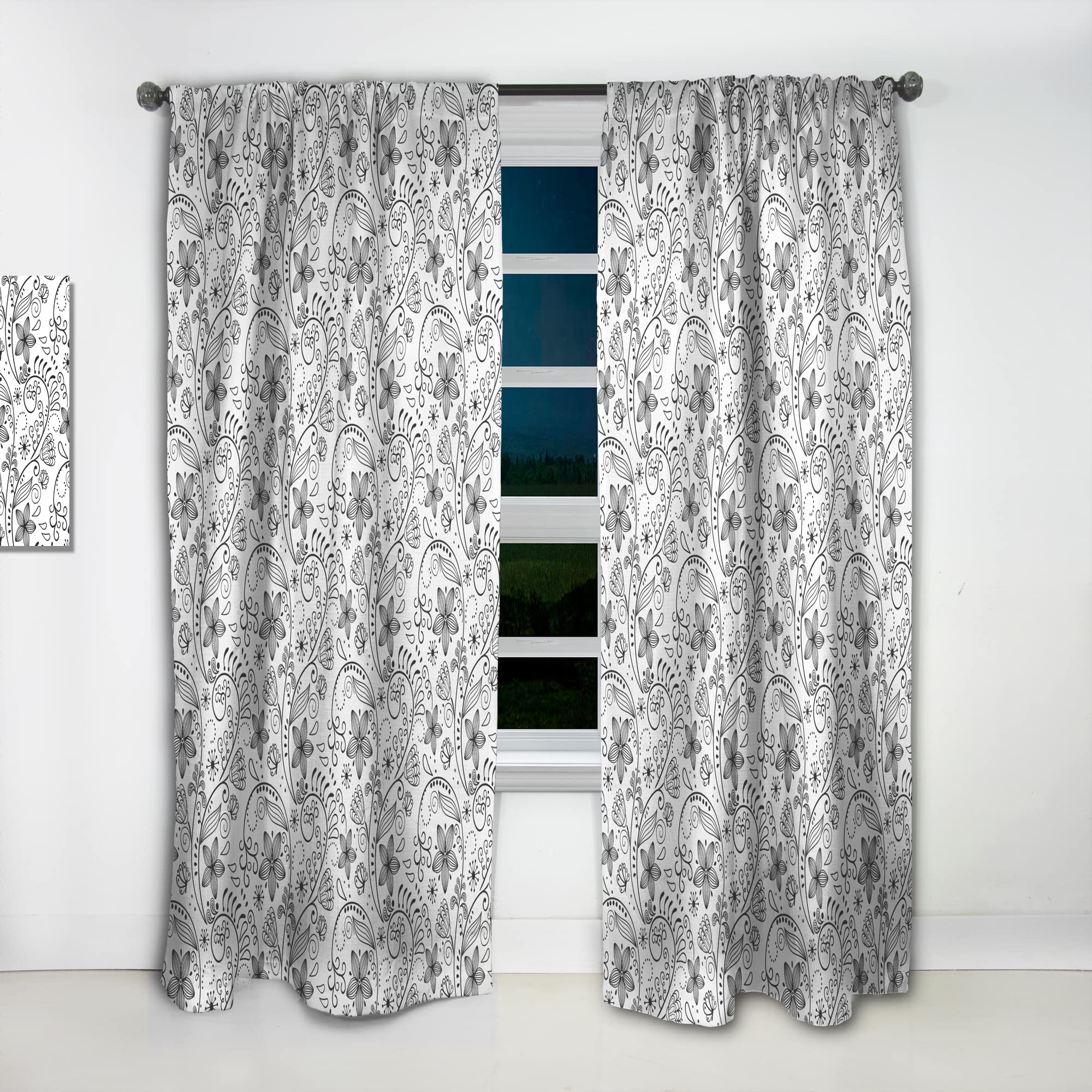 DesignQ Floral Textured Thermal Insulated Curtains - Single Panel 52x63 Inches for Bedroom & Living Room - Blackout Drapes for Home Decor & Temperature Control