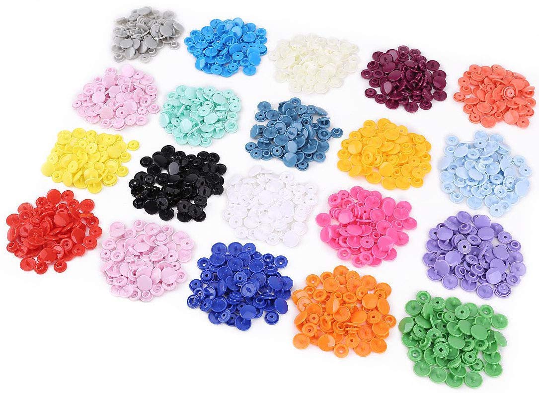 300 Sets 20-Color KAM Snaps Buttons - 1/2