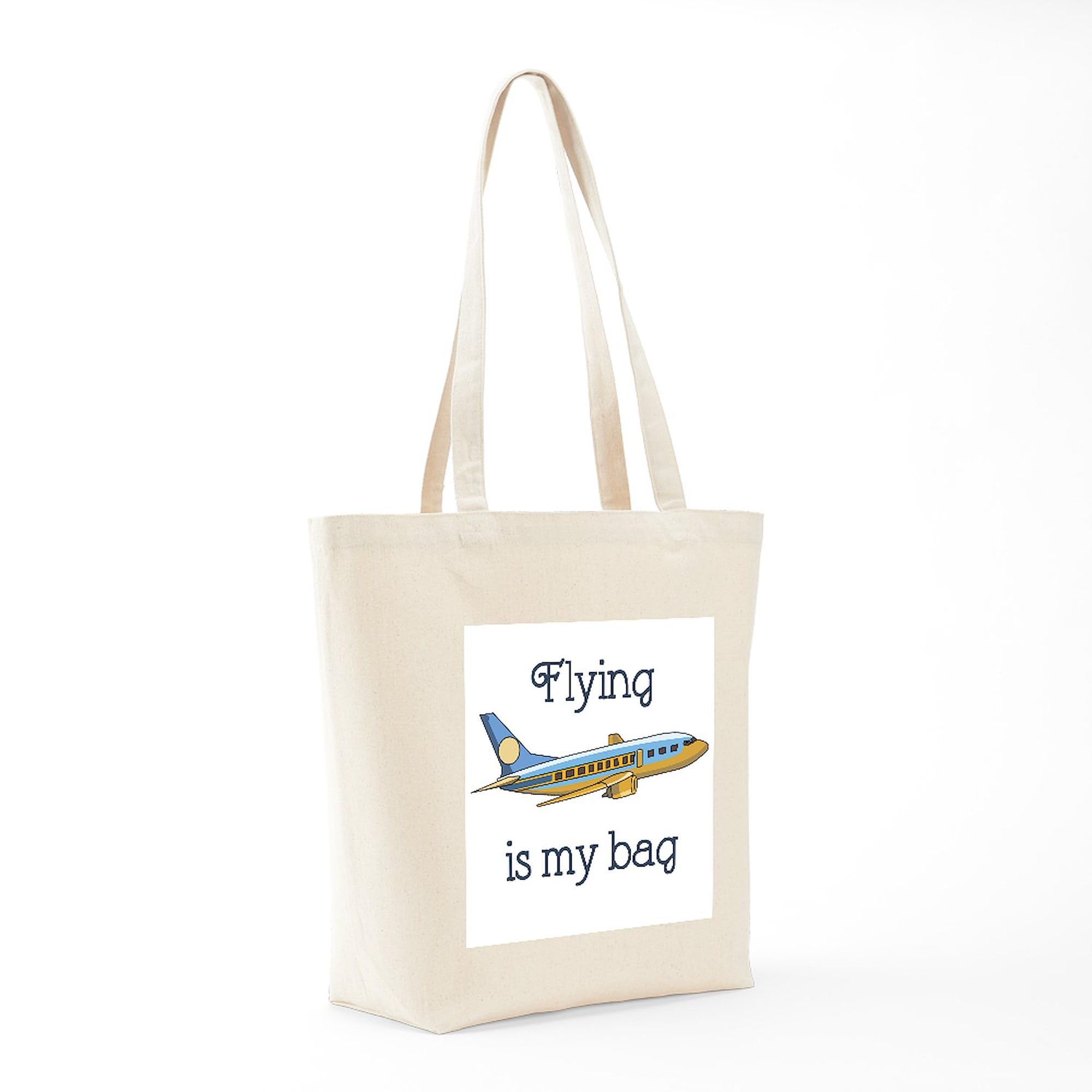 Flight Attendant Tote Bag - Natural Canvas Reusable Shopping Bag for Travel & Work | Durable Eco-Friendly Grocery Bag for Flight Crew, Commuters & Daily Use