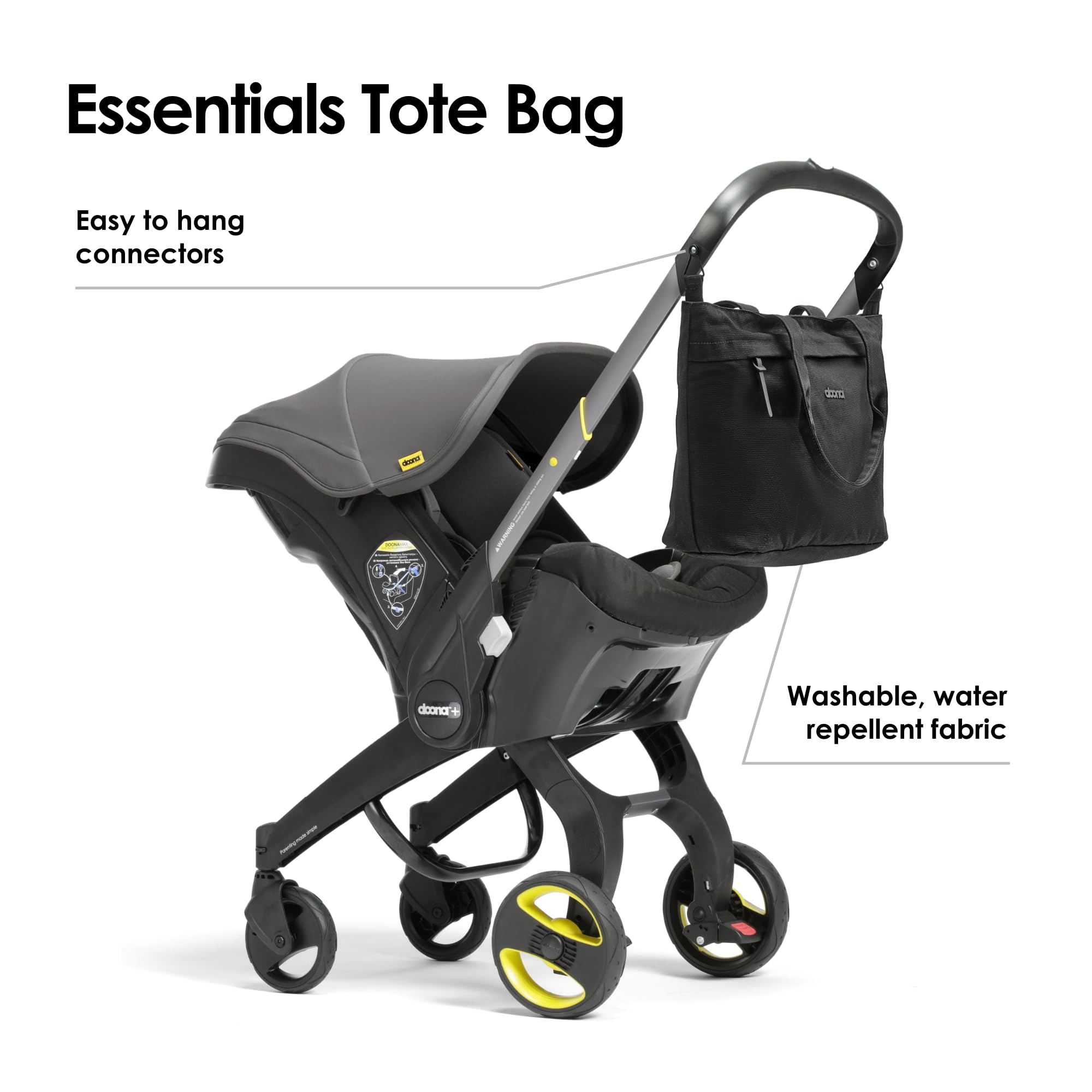 DOONA Essentials Tote Bag - Stylish & Durable Nitro Black Shoulder Bag for Women | Perfect for Work, Travel, Gym & Everyday Use