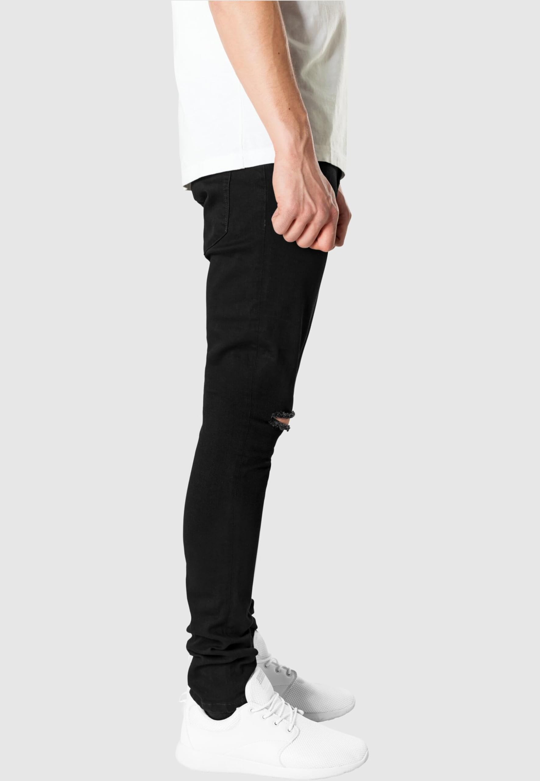 Slim Fit Knee Cut Denim Jeans for Women - Black Wash Size 28 - Perfect for Casual Wear, Street Style & Everyday Comfort
