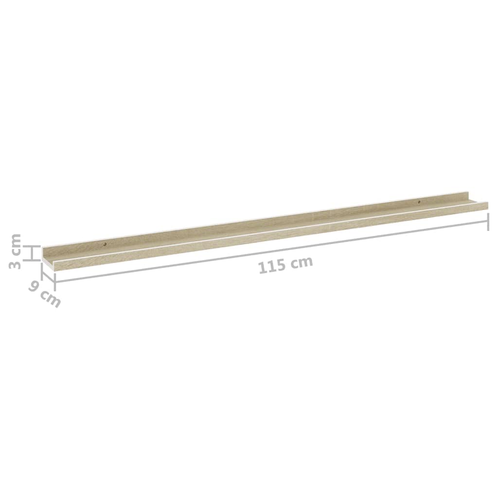 2-Pack Floating Wall Shelves - White & Sonoma Oak (45.3
