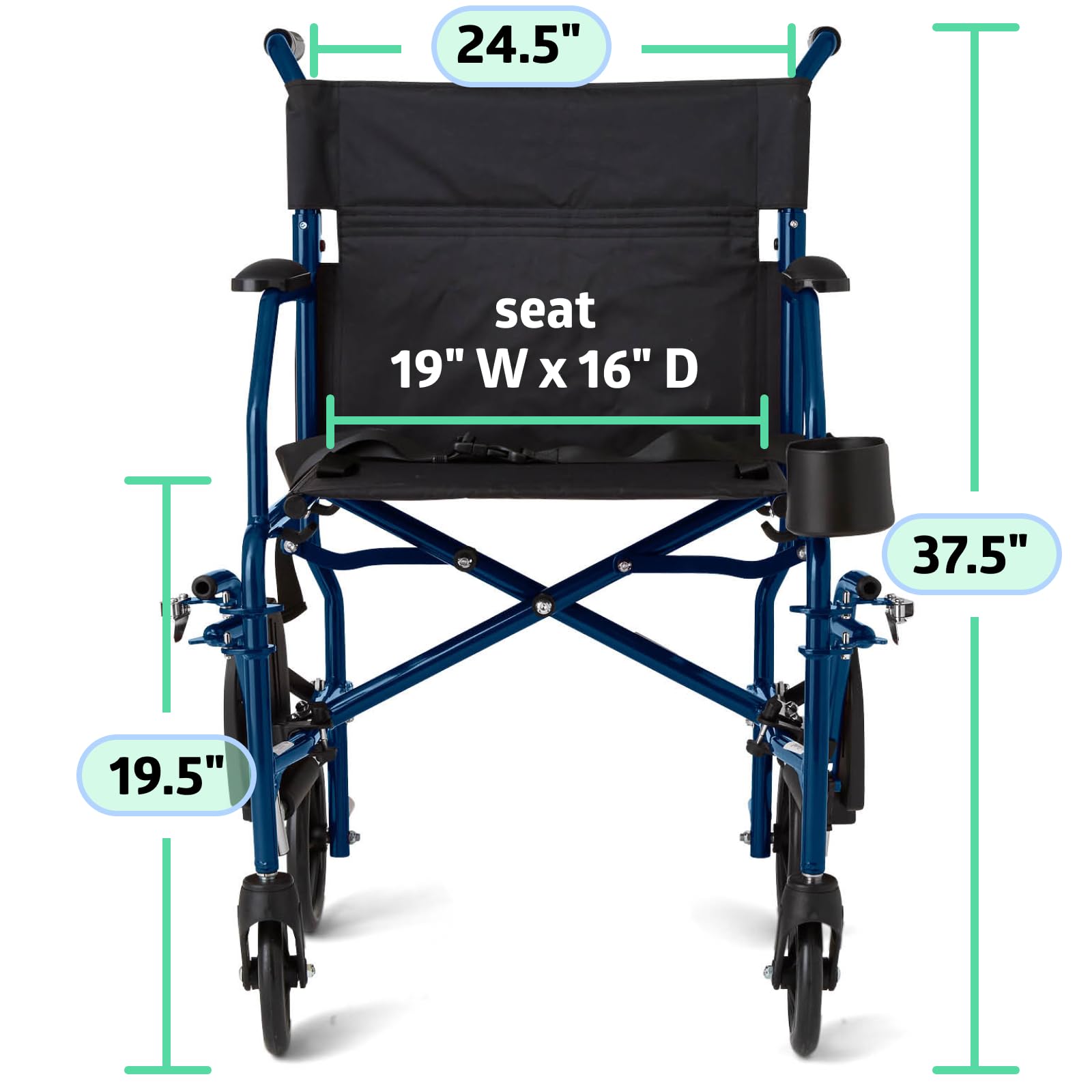 Medline Ultra Lightweight Transport Wheelchair for Adults - Foldable 19