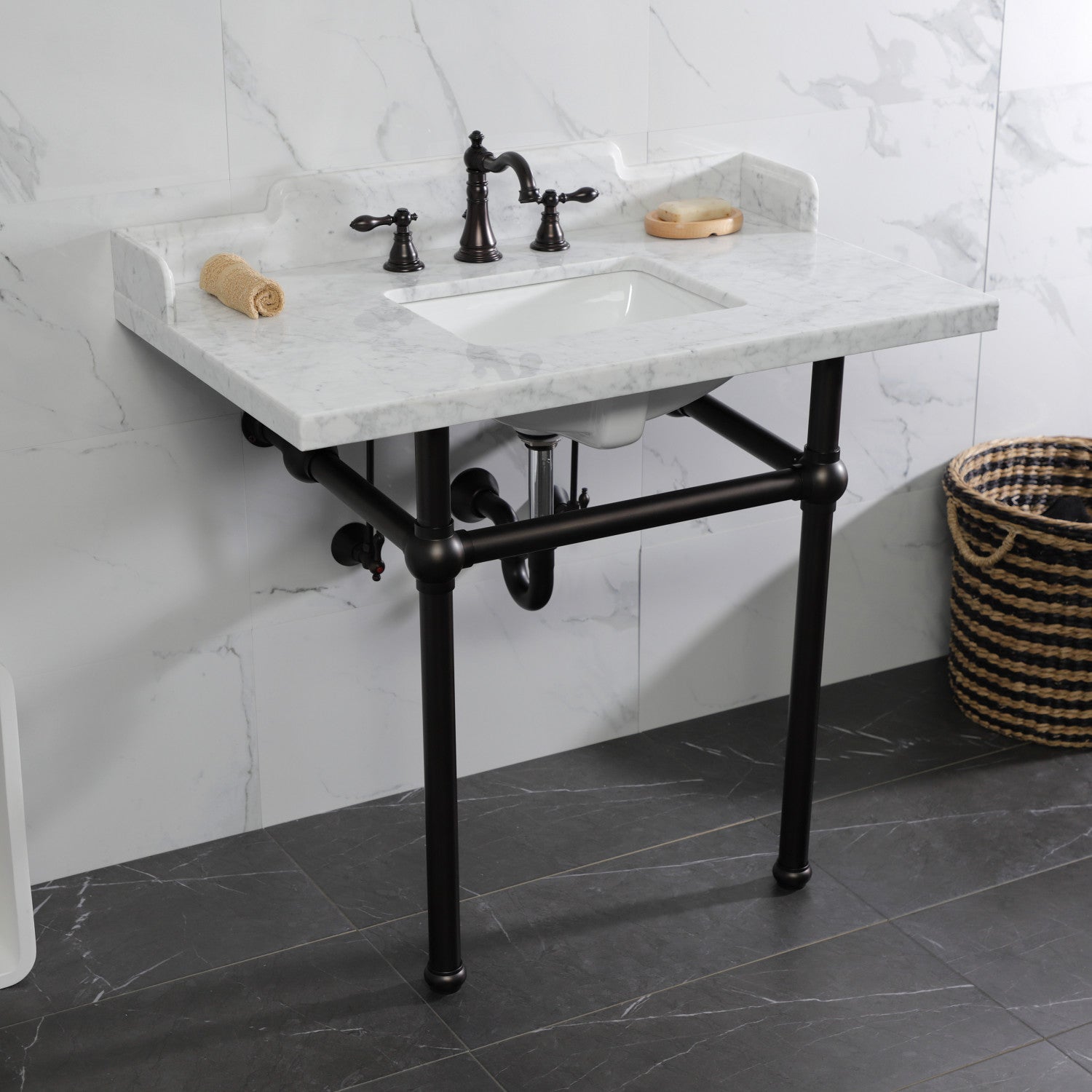 American Classic FSC1975ACL Oil Rubbed Bronze Widespread Bathroom Faucet - 3 Hole Deck Mount with 2 Handles & Pop Up Drain - Perfect for Bathroom Vanity and Powder Room Remodeling