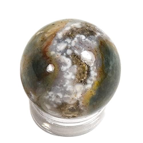20mm Green Moss Agate Sphere - Polished Natural Multicolor Chalcedony Gemstone Ball - Healing Crystal for Meditation, Yoga & Home Decor - Mineral Collectible from India (1PC)