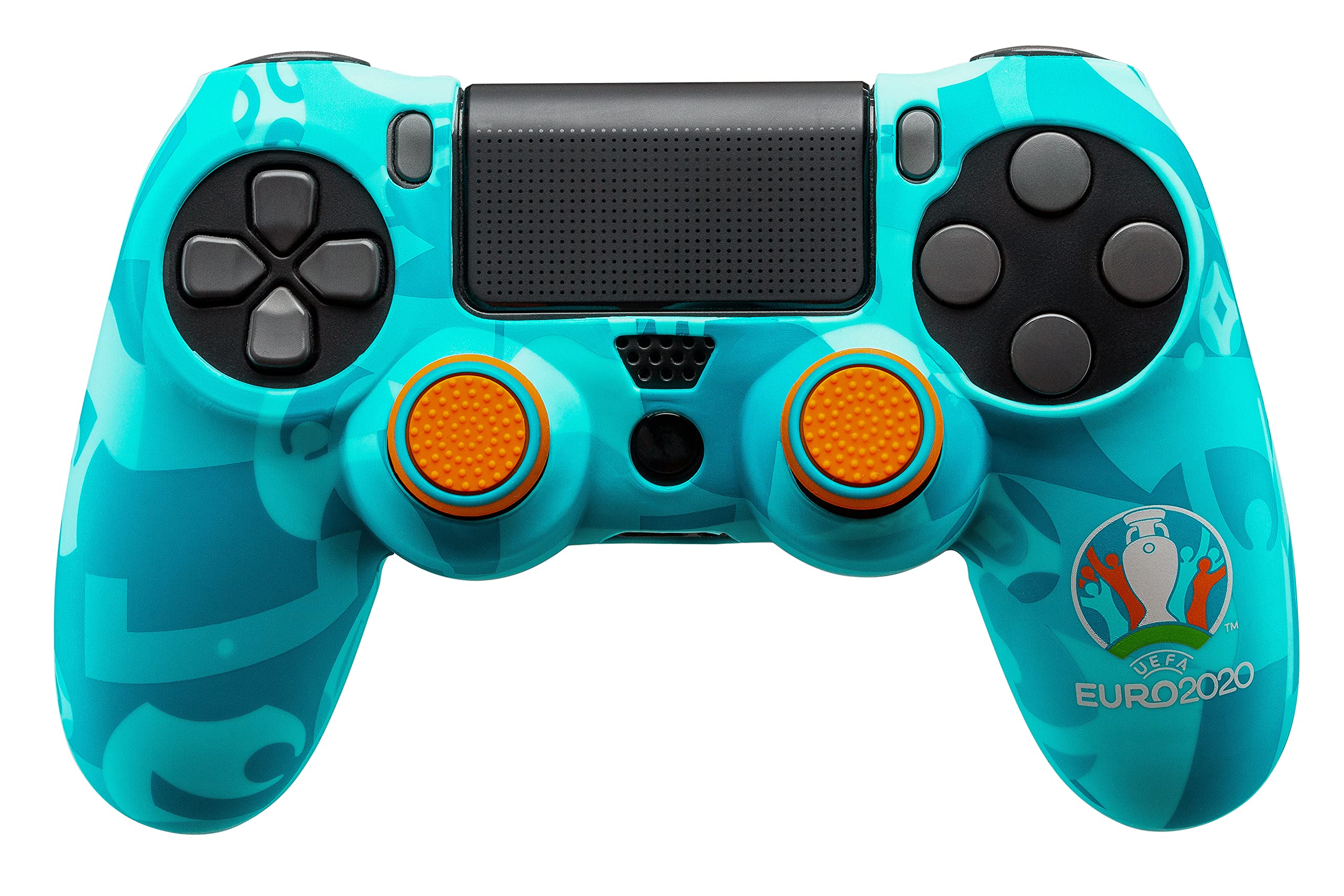 Qubick PS4 UEFA Euro 2020 Controller Skin - Blue Silicone Cover with Non-Slip Grip & Protective Function | Perfect for Gaming Tournaments & Long Play Sessions
