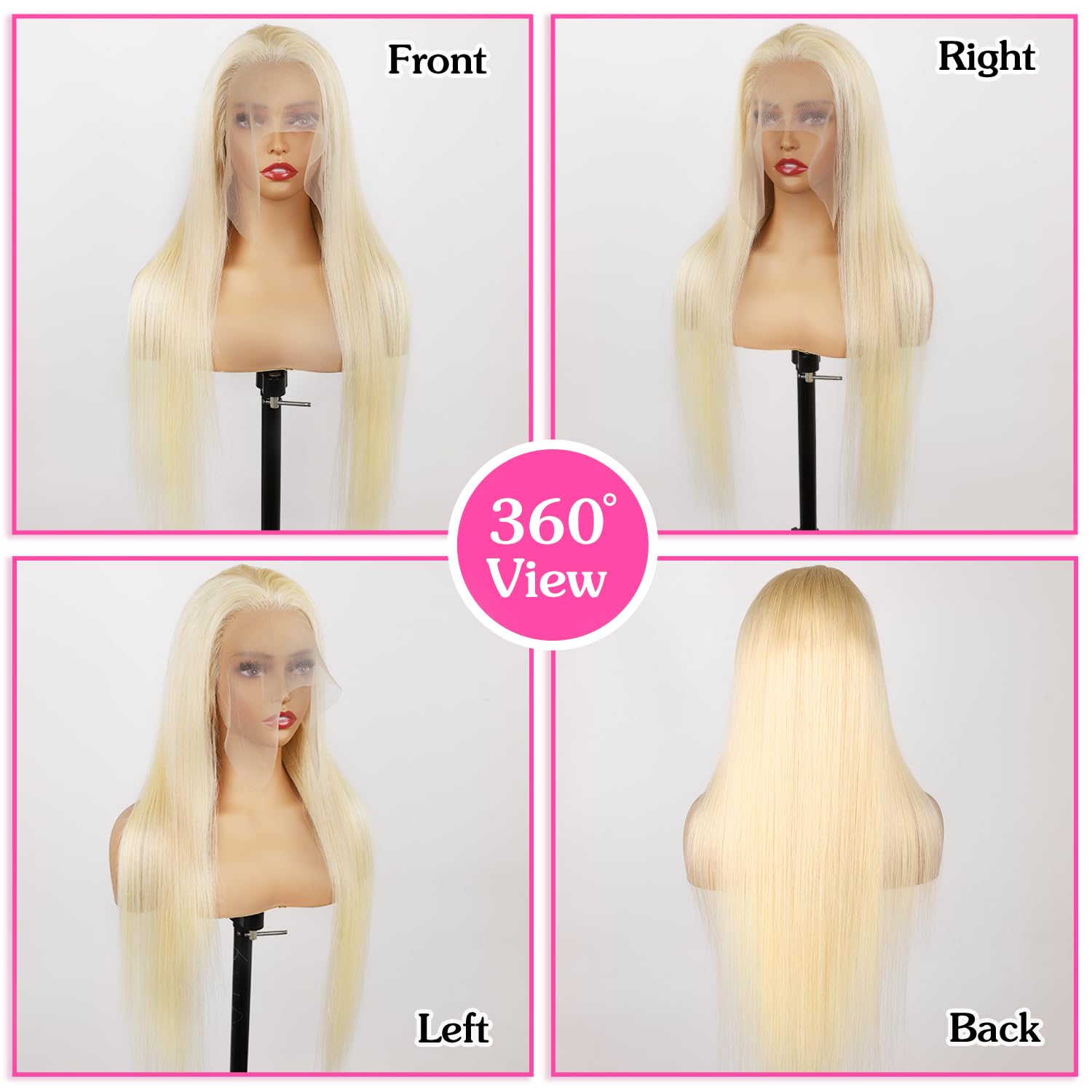 613 Blonde Lace Front Wig Human Hair 13x6 Straight 200 Density 28 Inch HD Lace Frontal Wig with Baby Hair & Pre-Plucked Hairline - Full & Thick Natural Look for Women, Daily Wear, Cosplay, Parties & Special Occasions