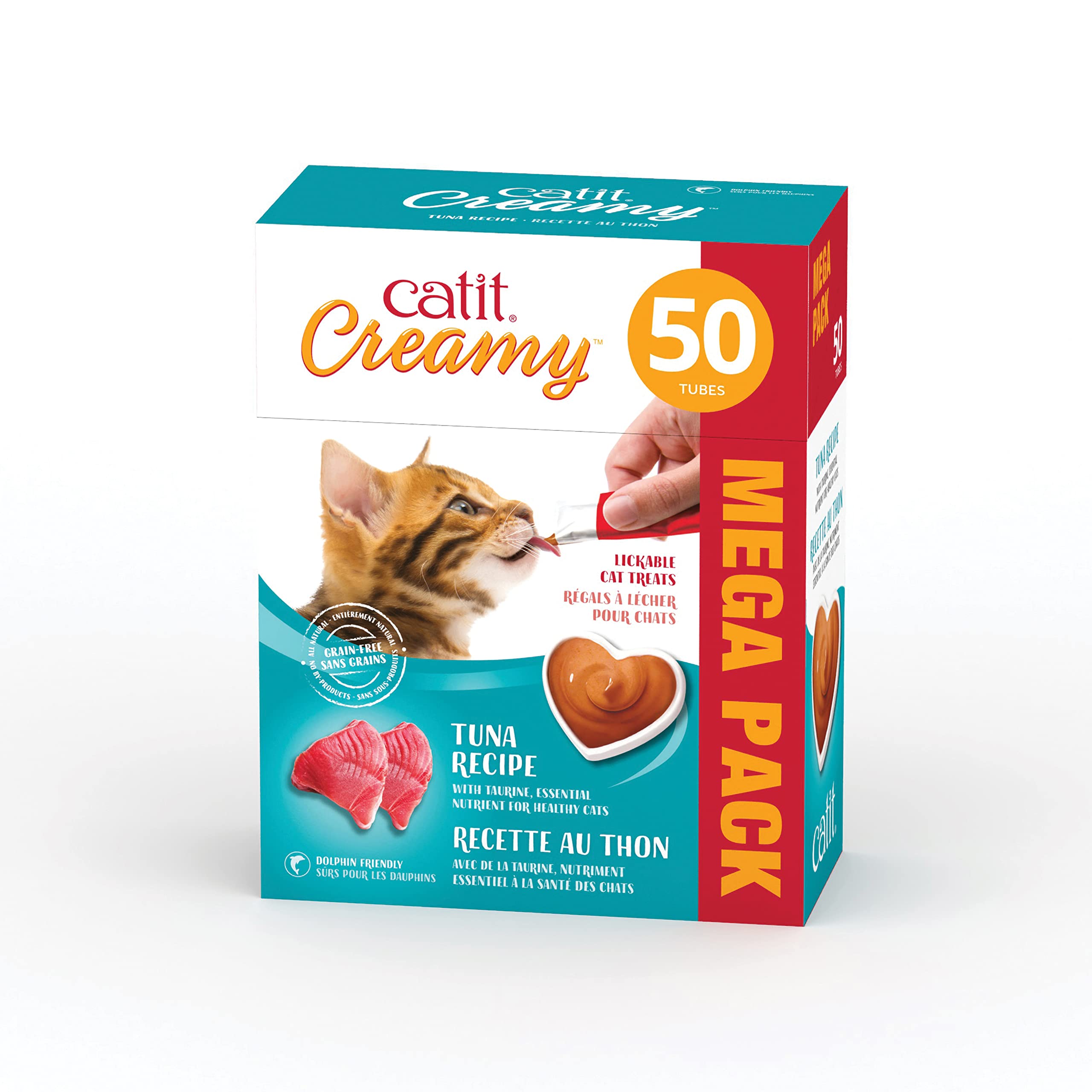Catit Creamy Lickable Cat Treats - Healthy Tuna Flavor Cat Snacks (50 Pack) - Perfect for Training, Rewards & Bonding with Your Feline Friend