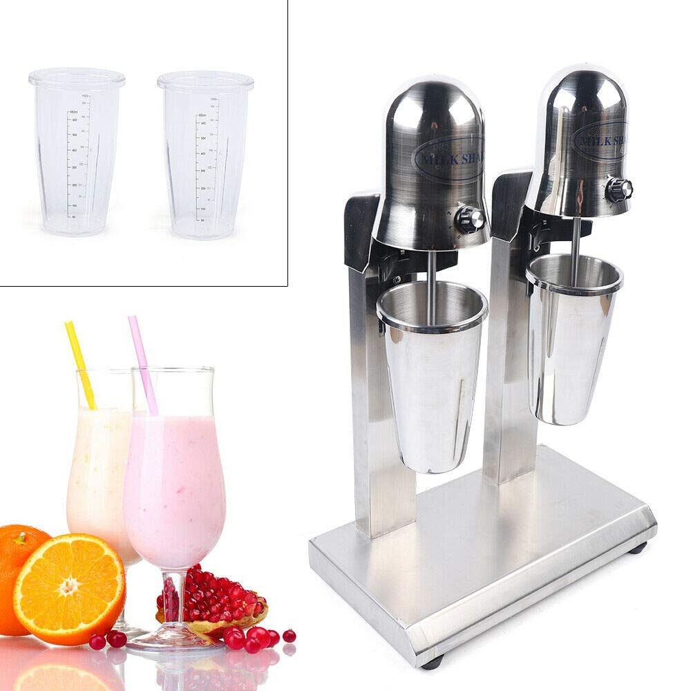 Commercial 560W Double Head Milkshake Machine - Stainless Steel Mixer with 2 Speed Gears, 110V for Milk Tea, Coffee Shops, Smoothies & Desserts - Perfect for Restaurants, Cafes & Bubble Tea Stores