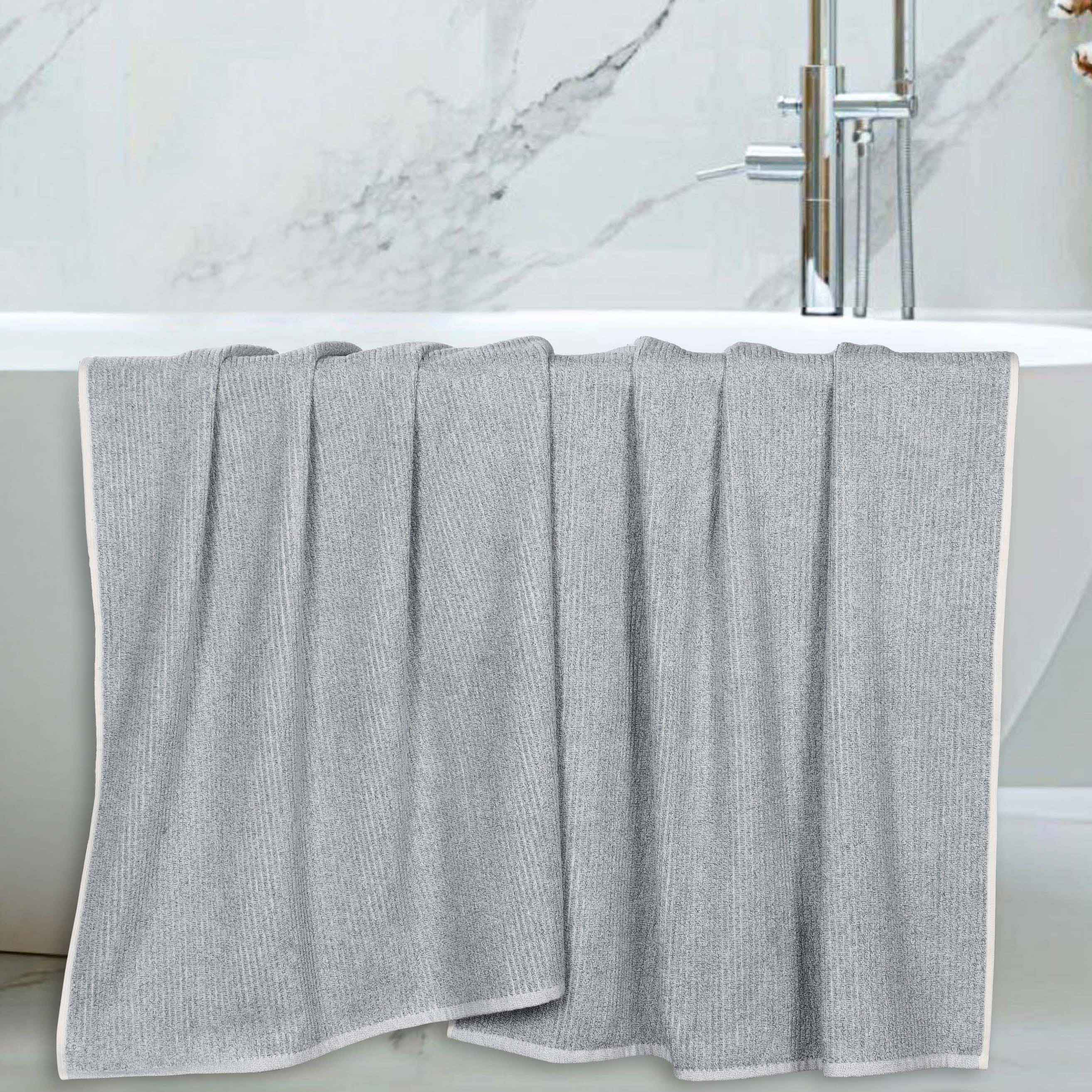 Premium Destin Cotton Blend Bath Towels Set of 2 - Ultra Soft & Absorbent Ribbed Design Bath Sheets for Spa, Gym & Luxury Home Use