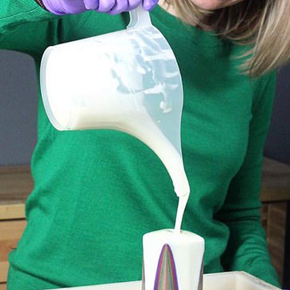 4 Pack Plastic Funnel Pitcher with Long Spout - 32oz (1000ml) Large Capacity Measuring Cup for Baking, Cooking & Soap Making - Perfect for Pancake Batter, Muffins, Cakes & DIY Crafts