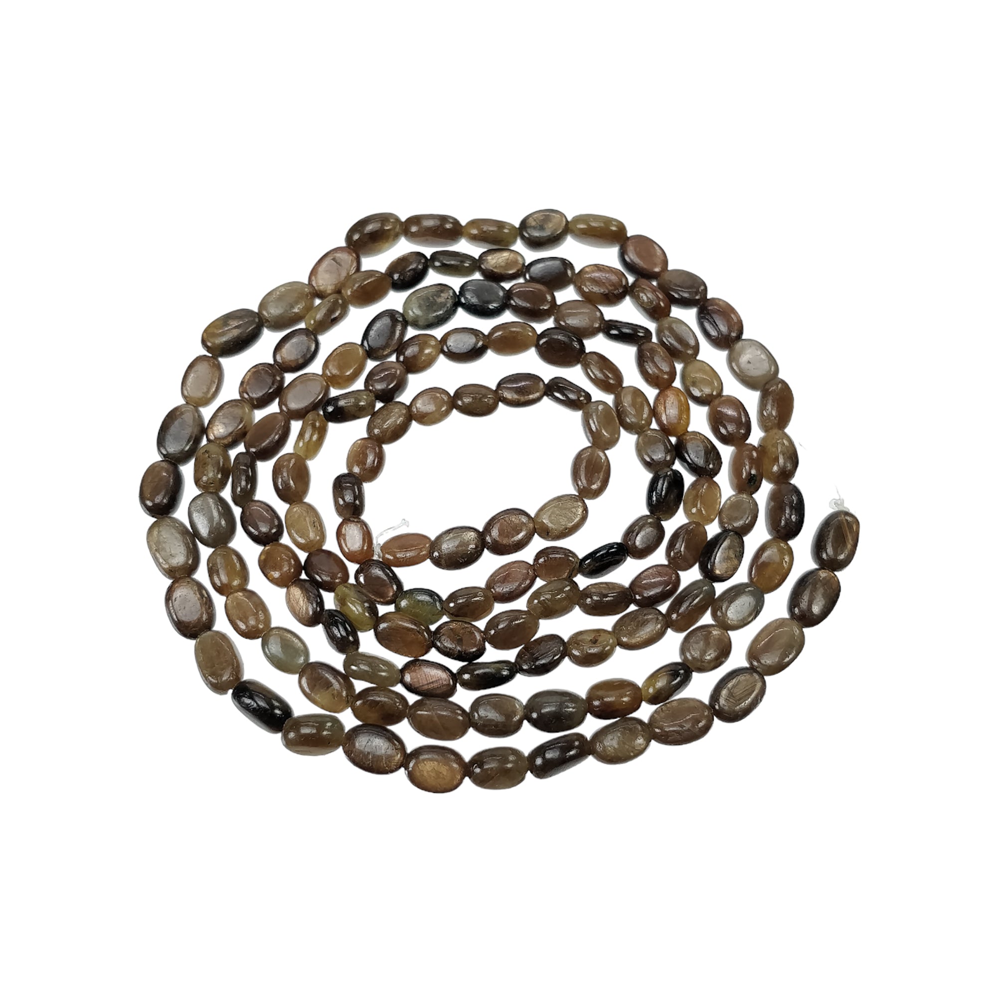 Natural Unheated Golden Brown Chocolate Sapphire Gemstone Cabochon Loose Beads - 109.85cts Oval Plain Nuggets (5x4mm, 6.5x5mm) for Jewelry Making, Wire Wrapping, DIY Crafts & Healing Crystal Collections