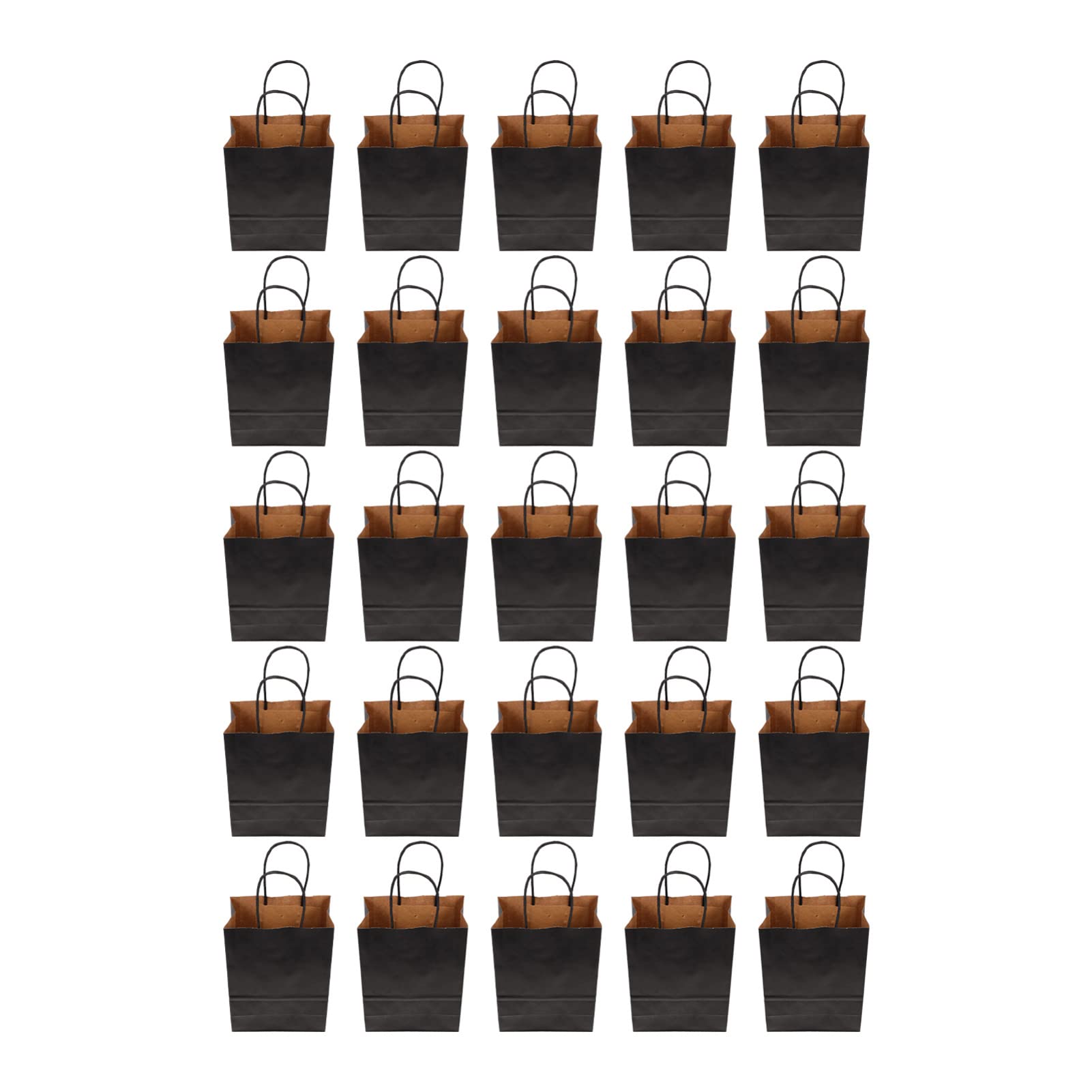 25Pcs Small Black Kraft Paper Gift Bags with Handles - Portable Clothes Storage & Watch Carrying Pouch - Perfect for Birthday Parties, Weddings, Retail Packaging & Travel Organization