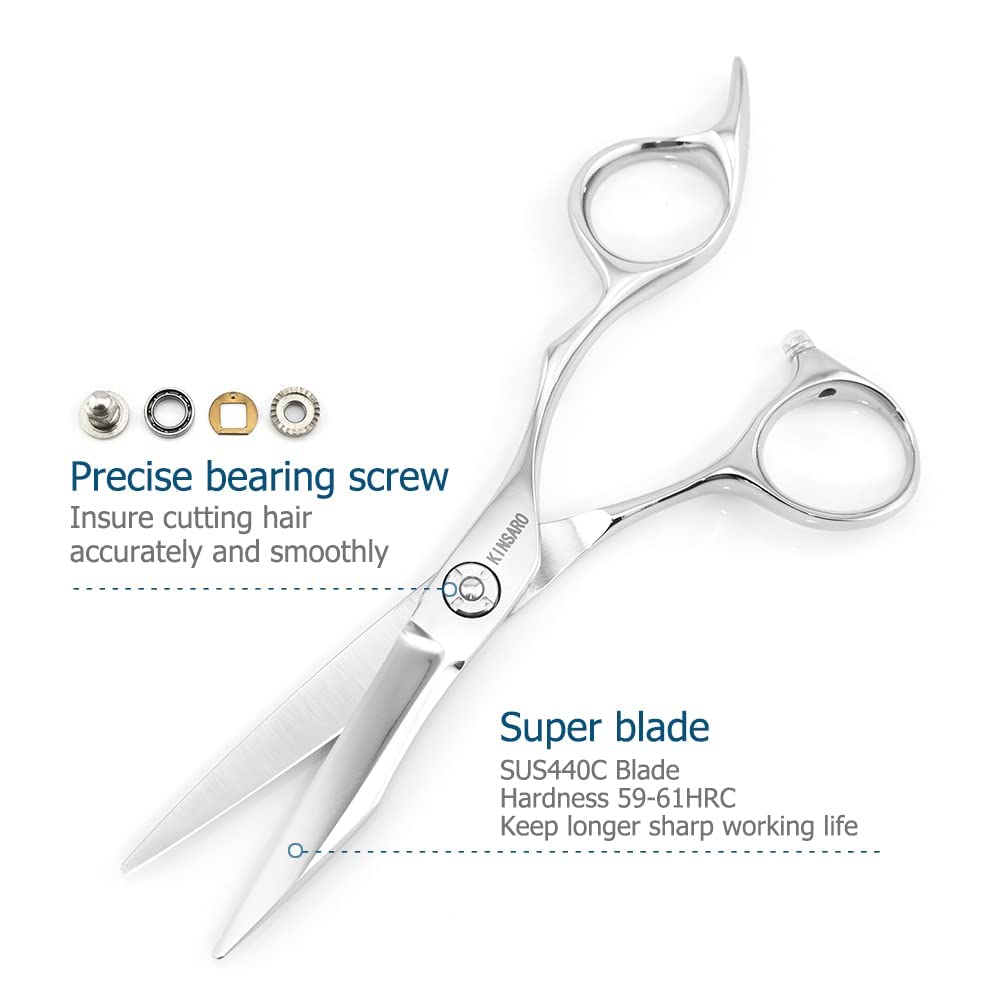 Professional 5.5 Inch Barber Scissors Set - Japan 440C Stainless Steel Hair Shears for Precision Haircut & Styling | Salon & Home Use Hair Cutting Tools by Kinsaro
